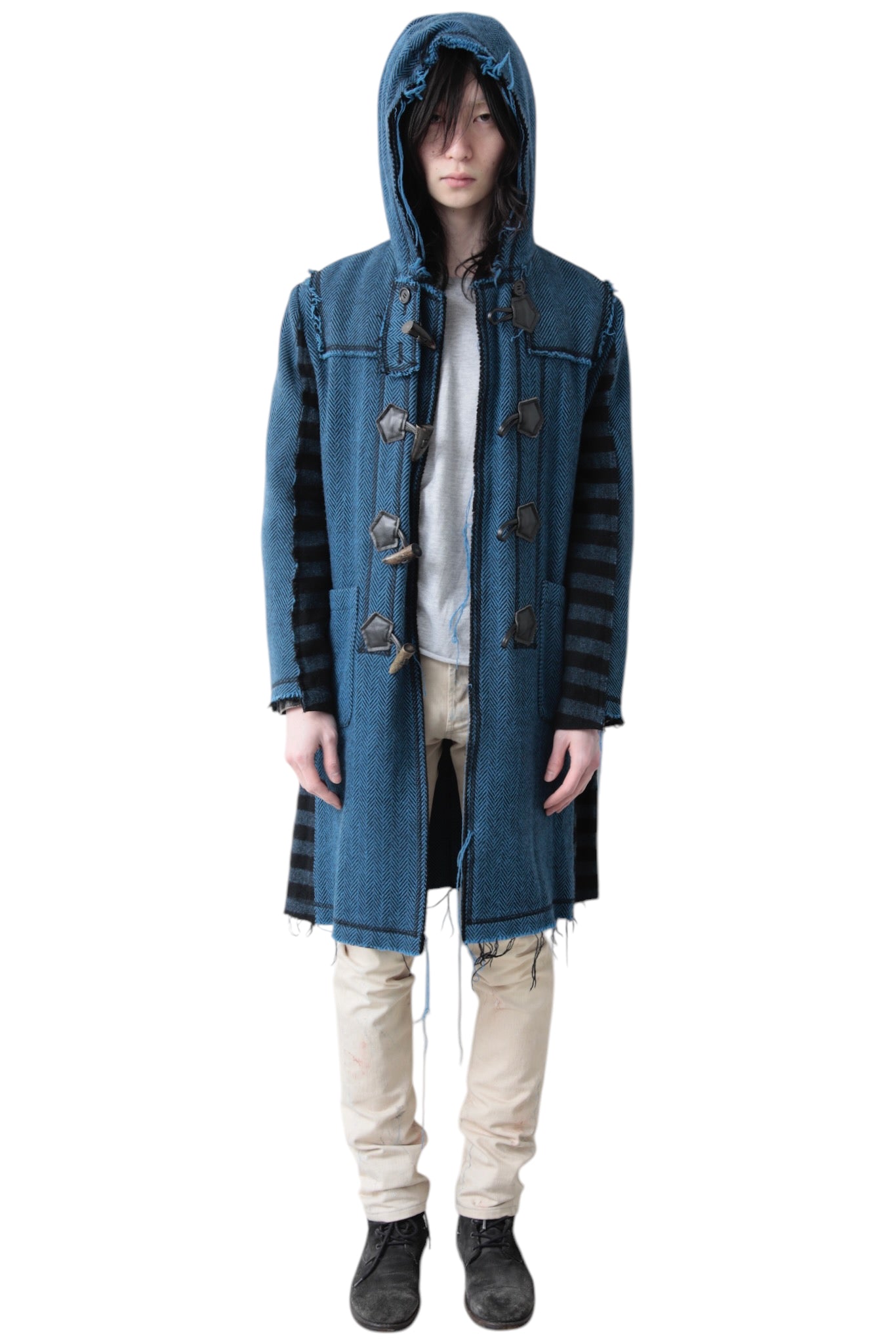 UNDERCOVER BORDER SWITCHING HOODED DUFFEL COAT