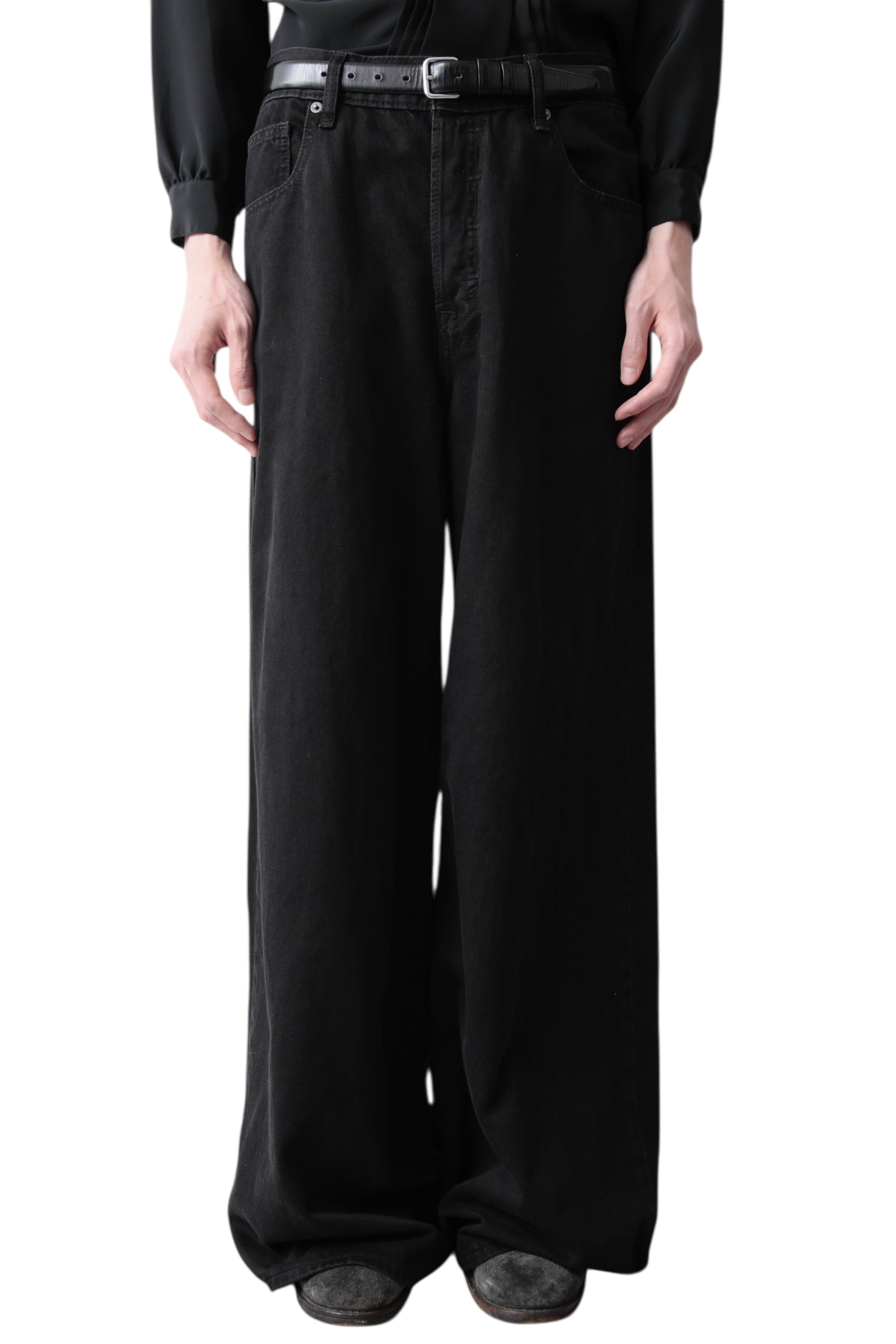 BLACK WIDE BAGGY DENIM PANTS