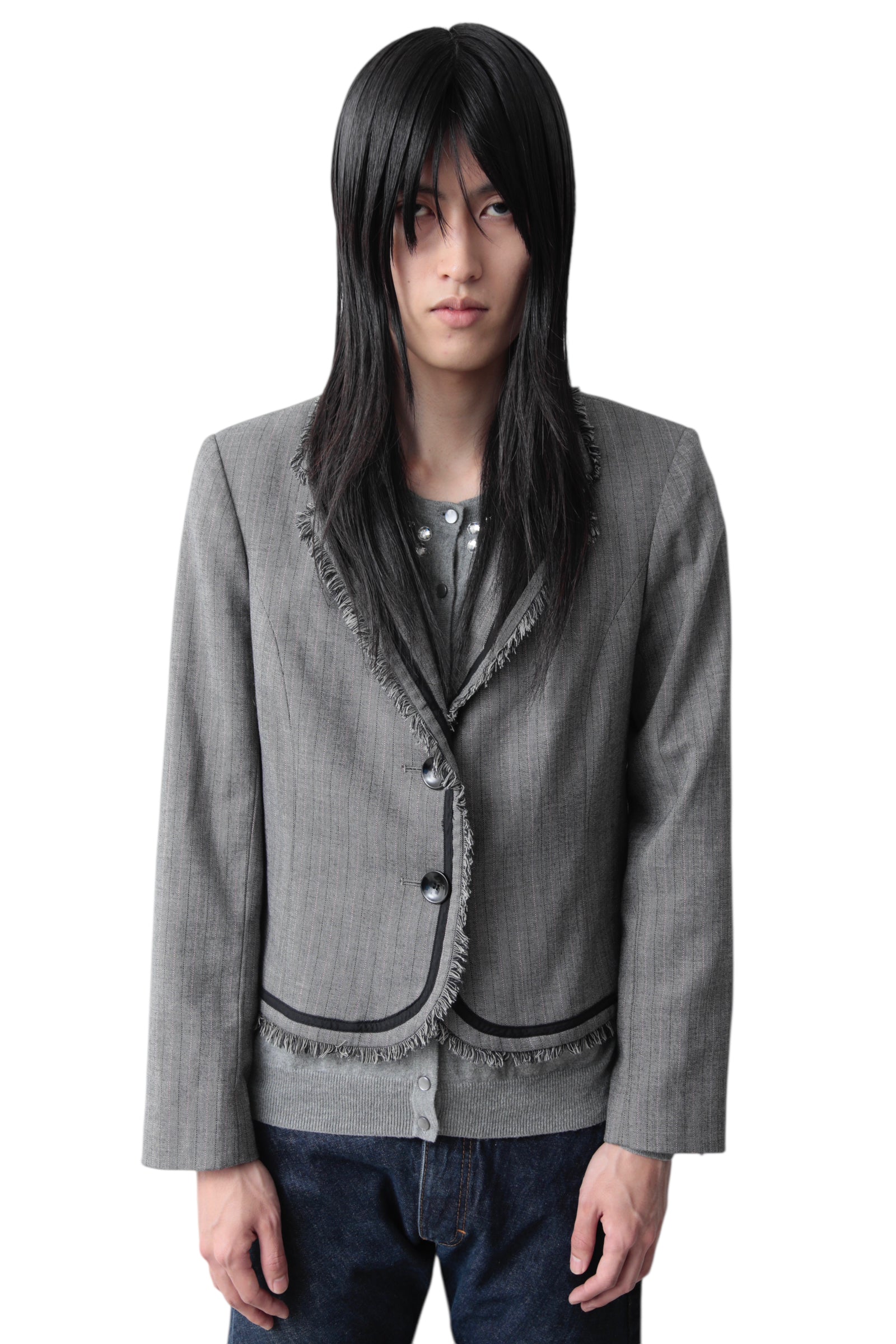 FRINGE CROPPED TAILORED JACKET