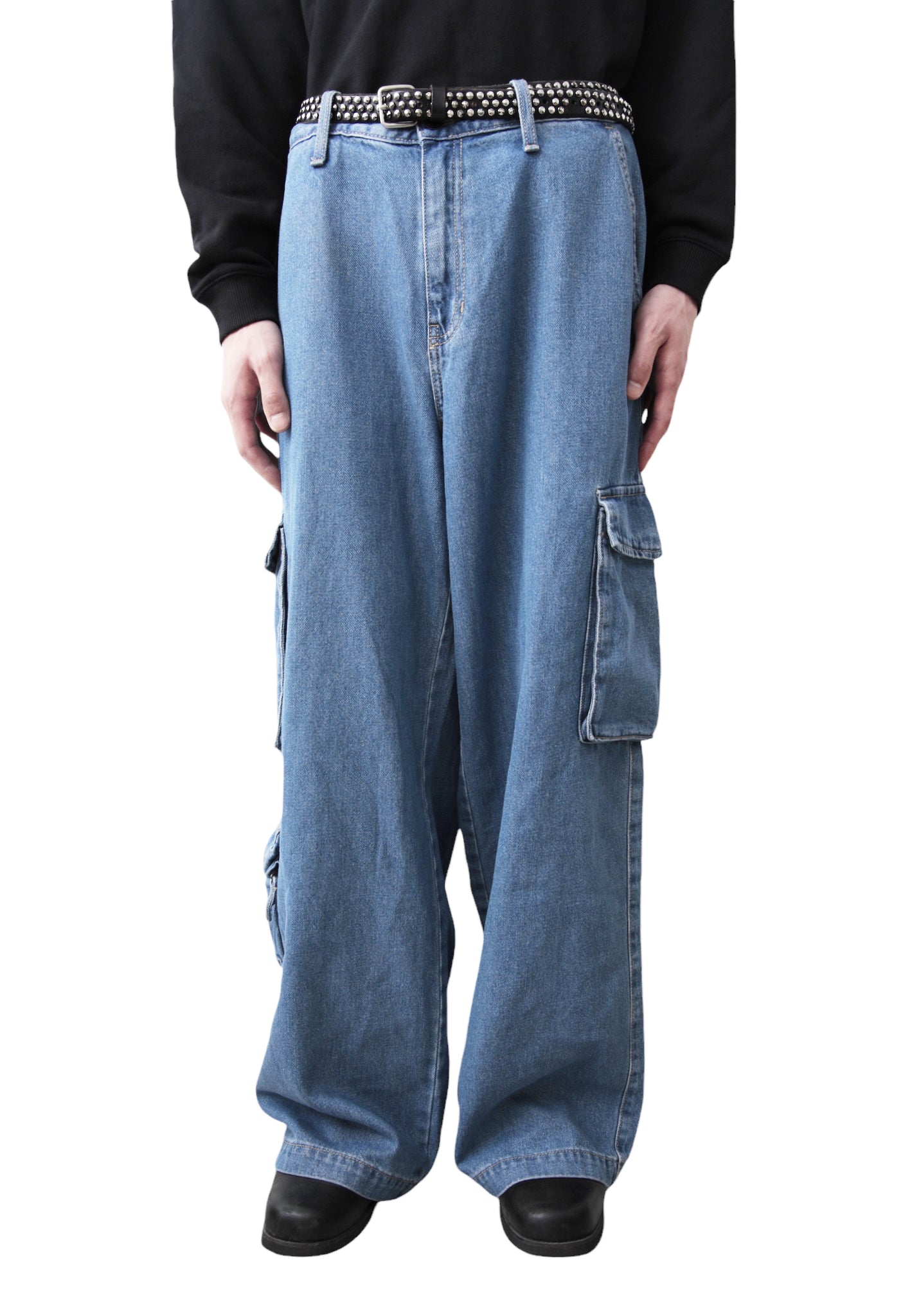 BLUE BAGGY CARGO DENIM PANTS