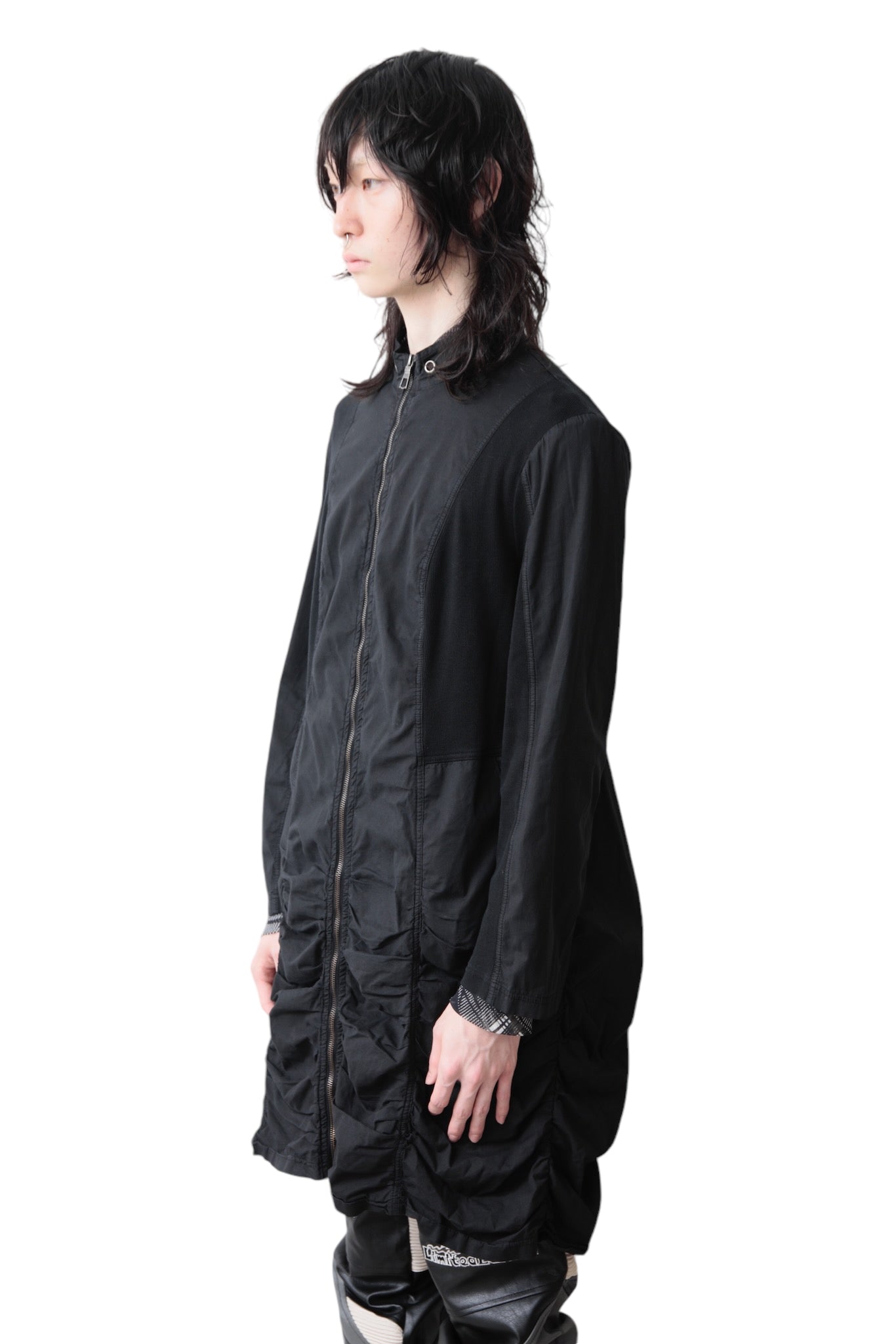 SWITCHING GATHER LONG ZIP UP BLOUSON