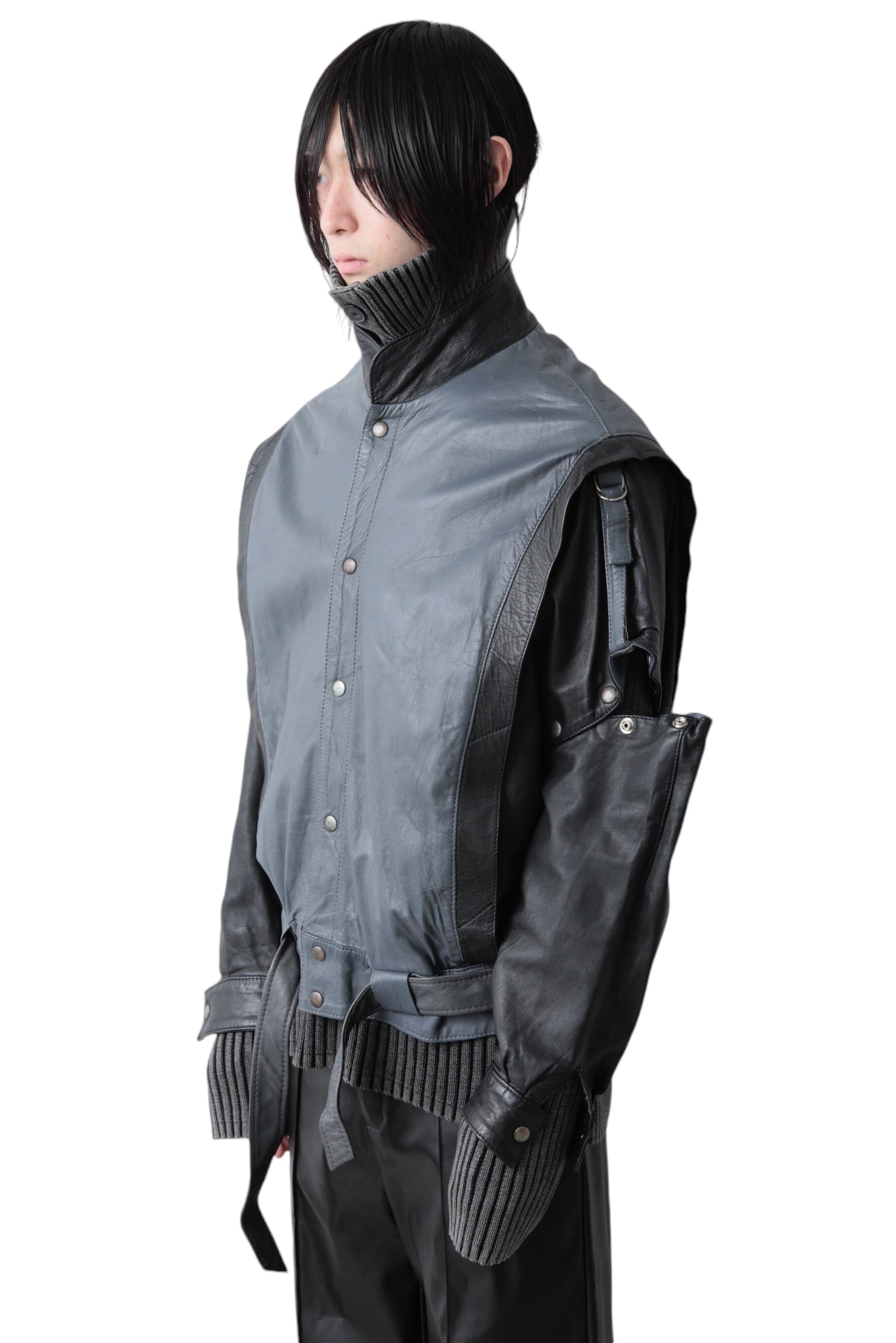 BICOLOR DETACHABLE LEATHER BLOUSON