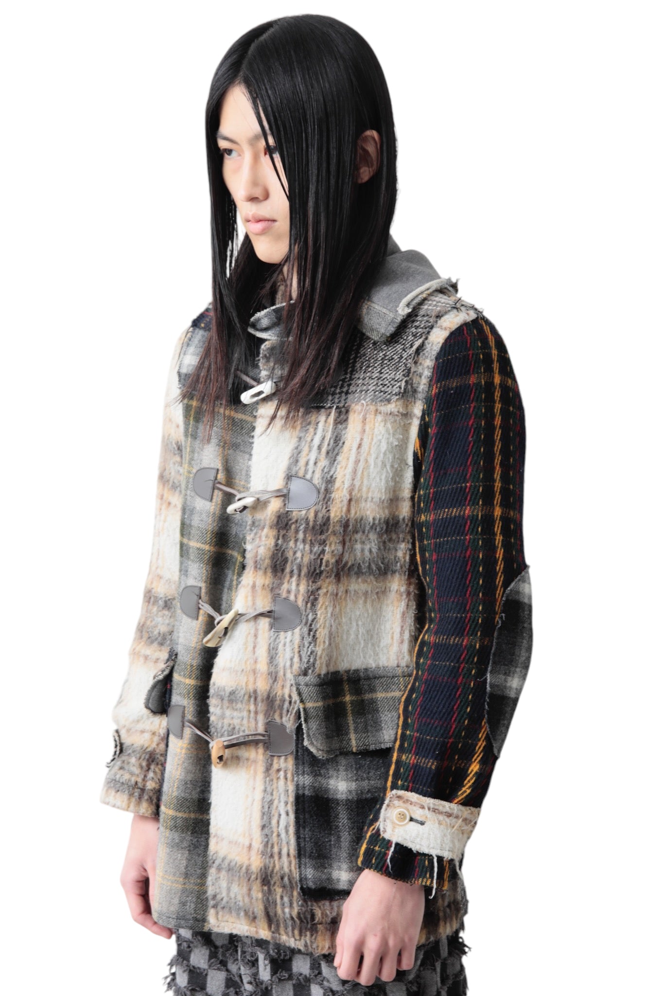 NOZOMI ISHIGURO SWITCHING CHECK DUFFEL COAT