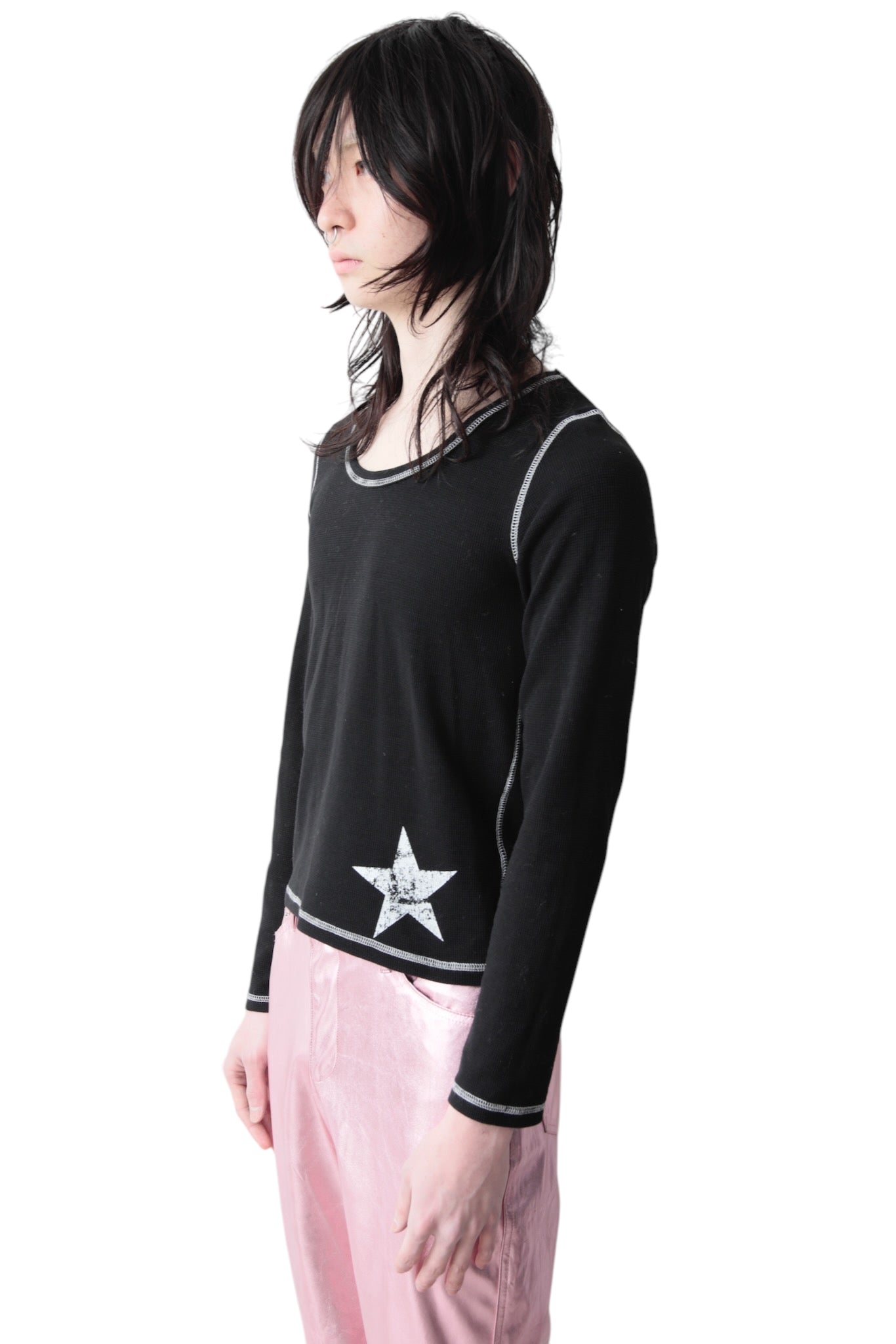 CROPPED GRAPHIC THERMAL LONG SLEEVE T-SHIRT