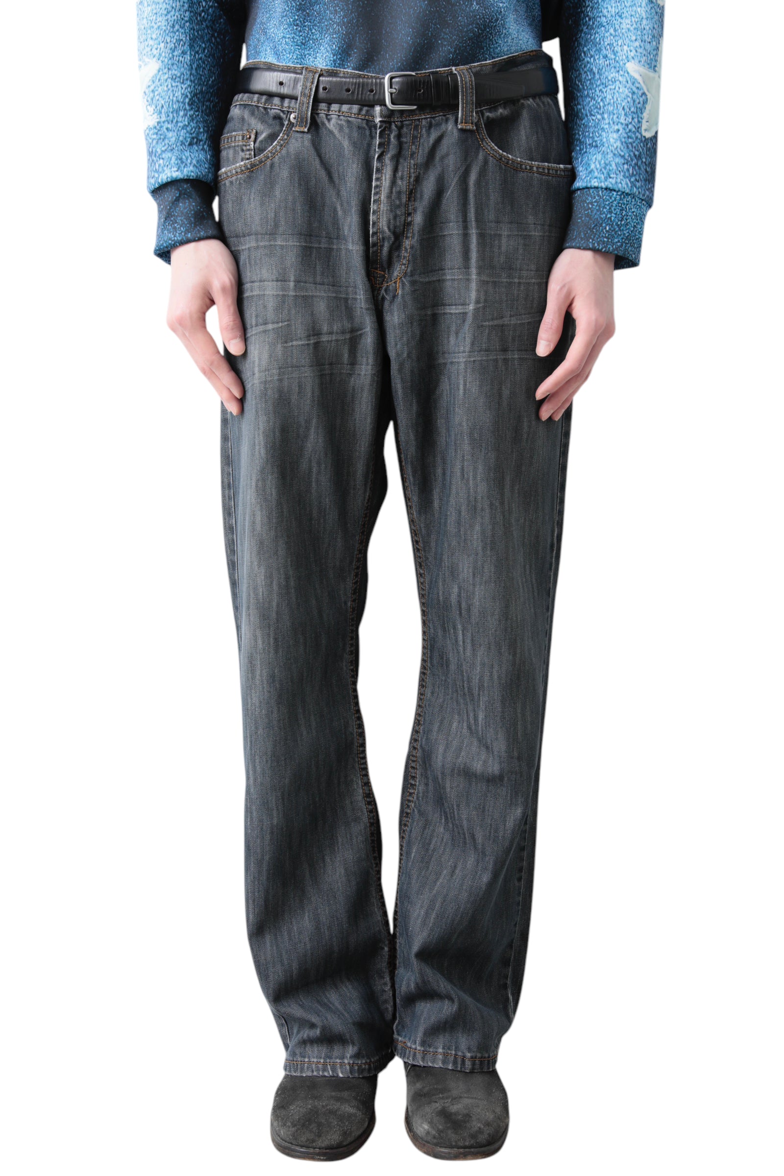 FADED INDIGO BAGGY DENIM PANTS