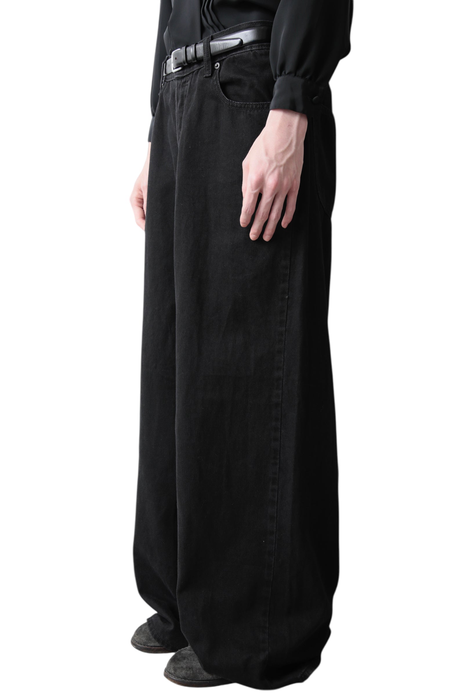 BLACK WIDE BAGGY DENIM PANTS