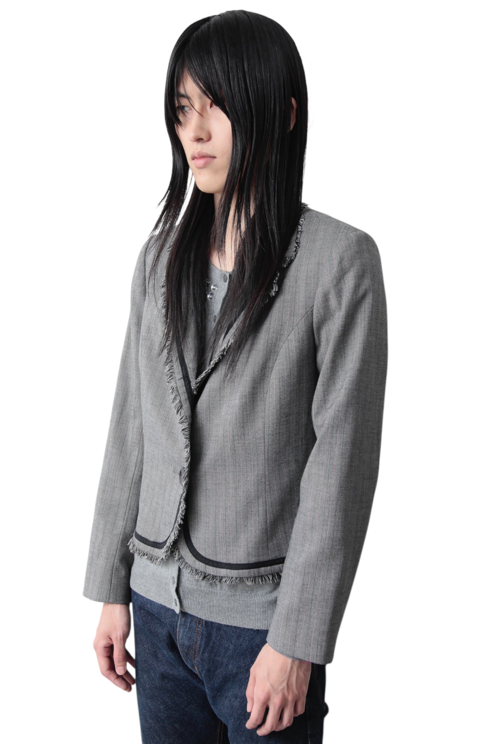 FRINGE CROPPED TAILORED JACKET