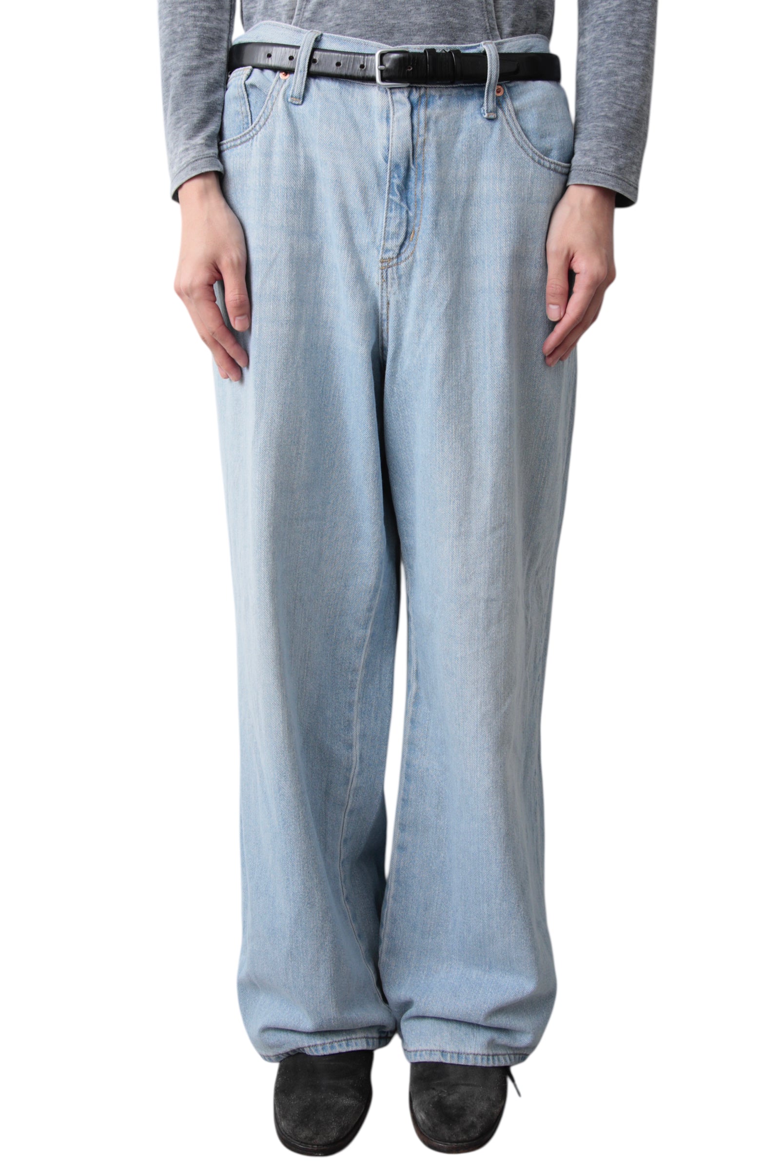 WASHED BLUE BAGGY DENIM PANTS