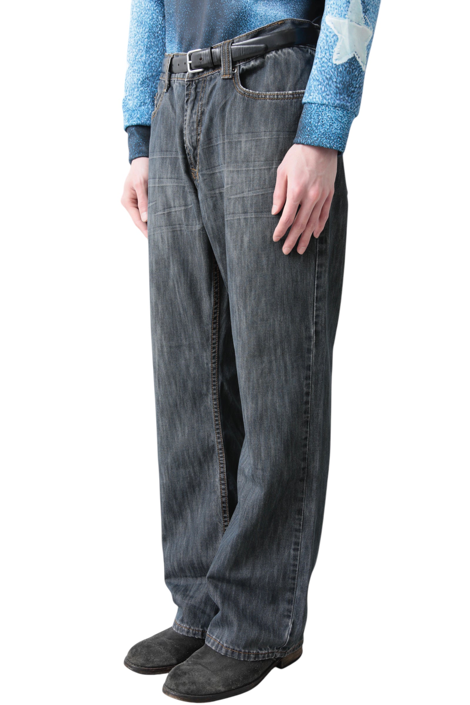 FADED INDIGO BAGGY DENIM PANTS