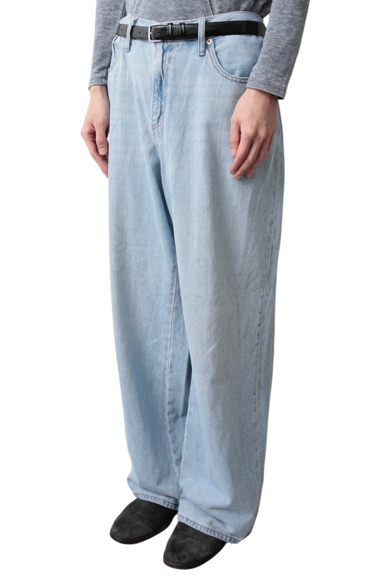 WASHED BLUE BAGGY DENIM PANTS