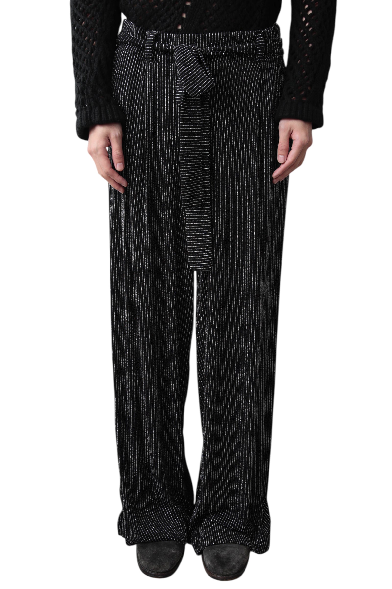 BELTED STRIPE EASY PANTS