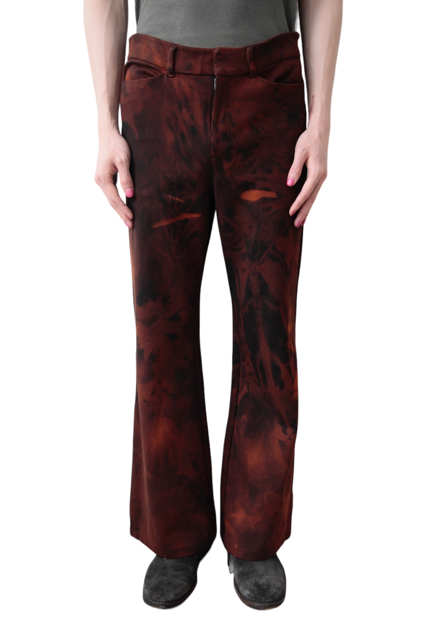 PRINTED STRETCH FLARE PANTS