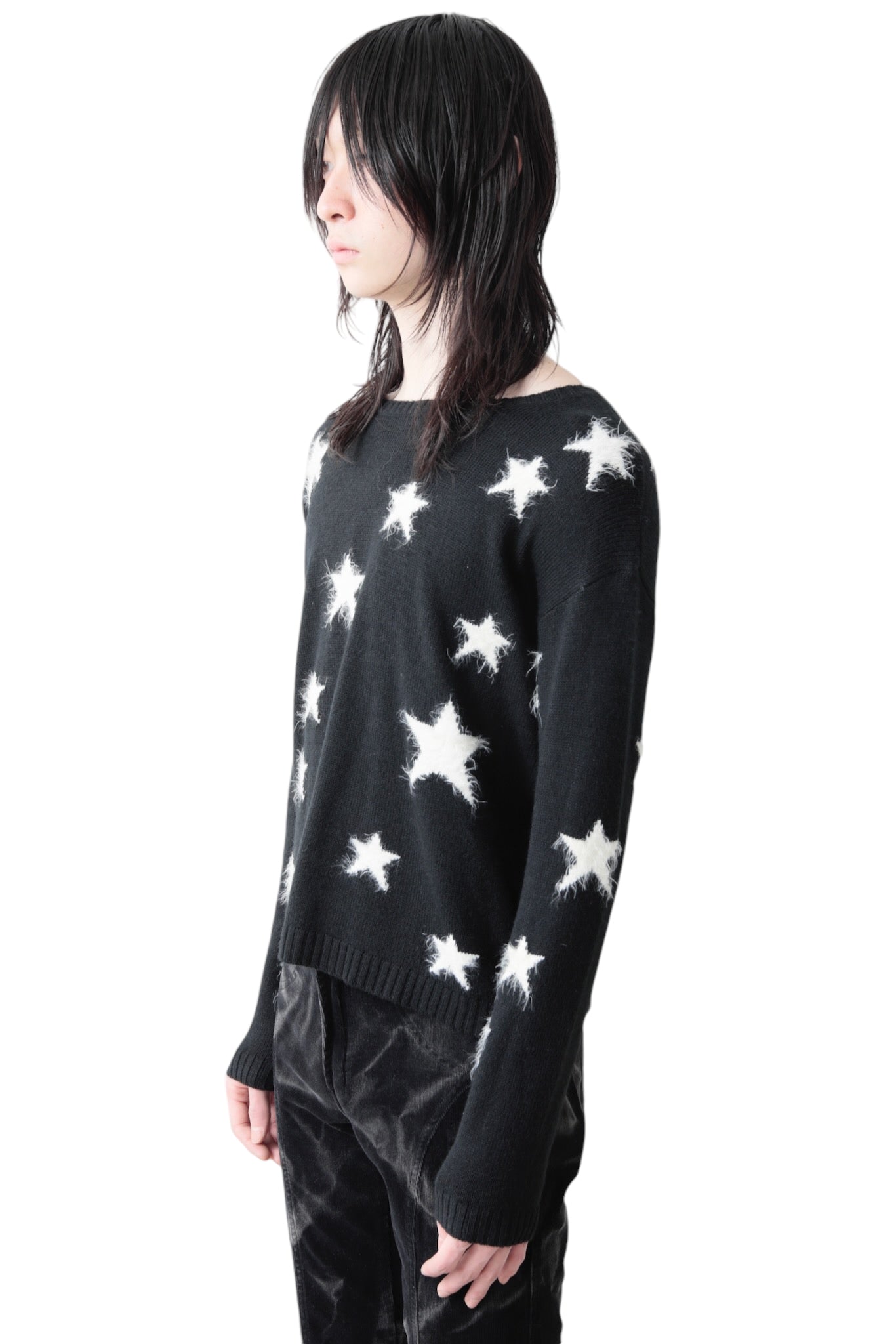 BI COLOR SHAGGY STAR SWEATER