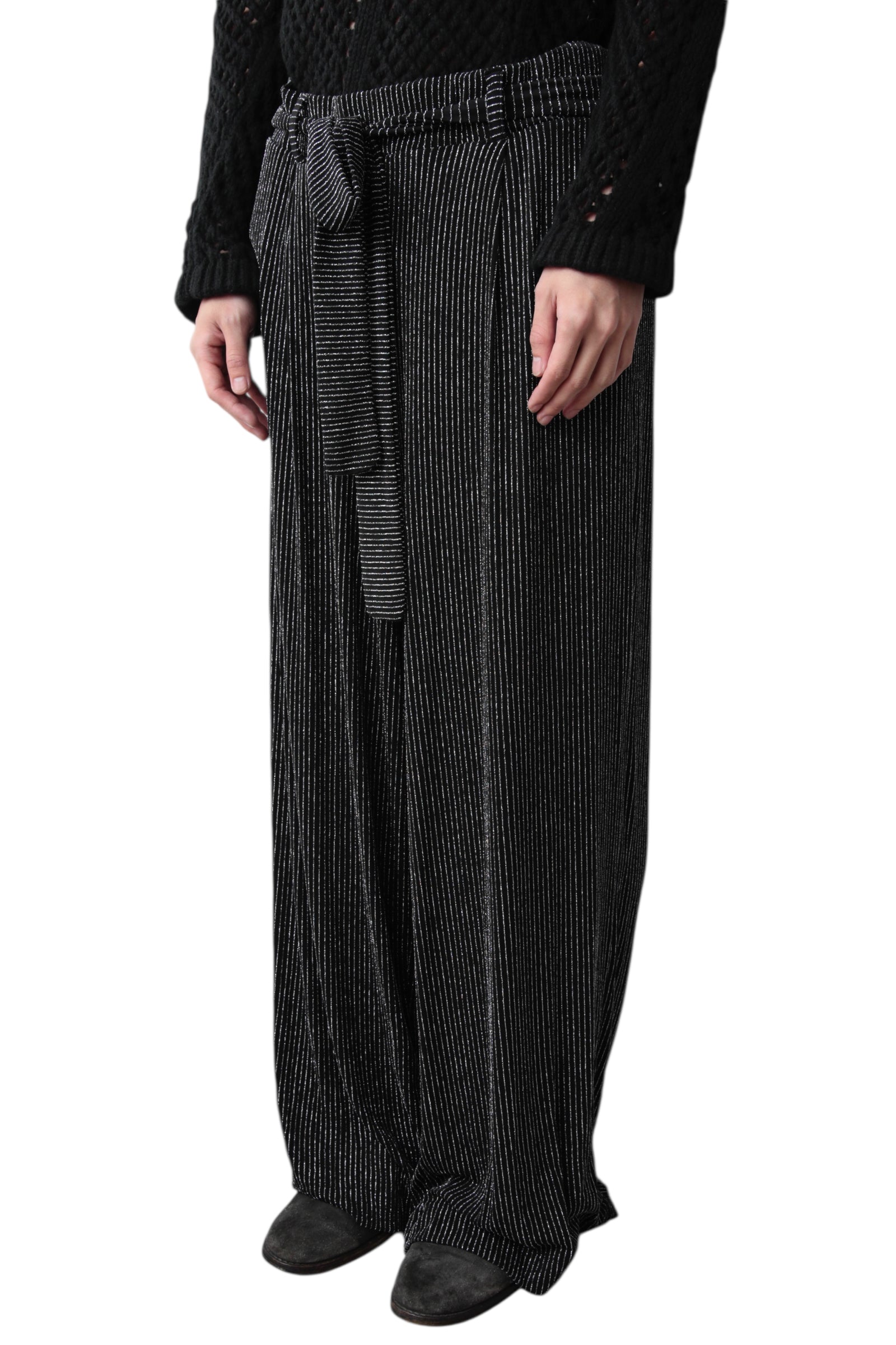 BELTED STRIPE EASY PANTS