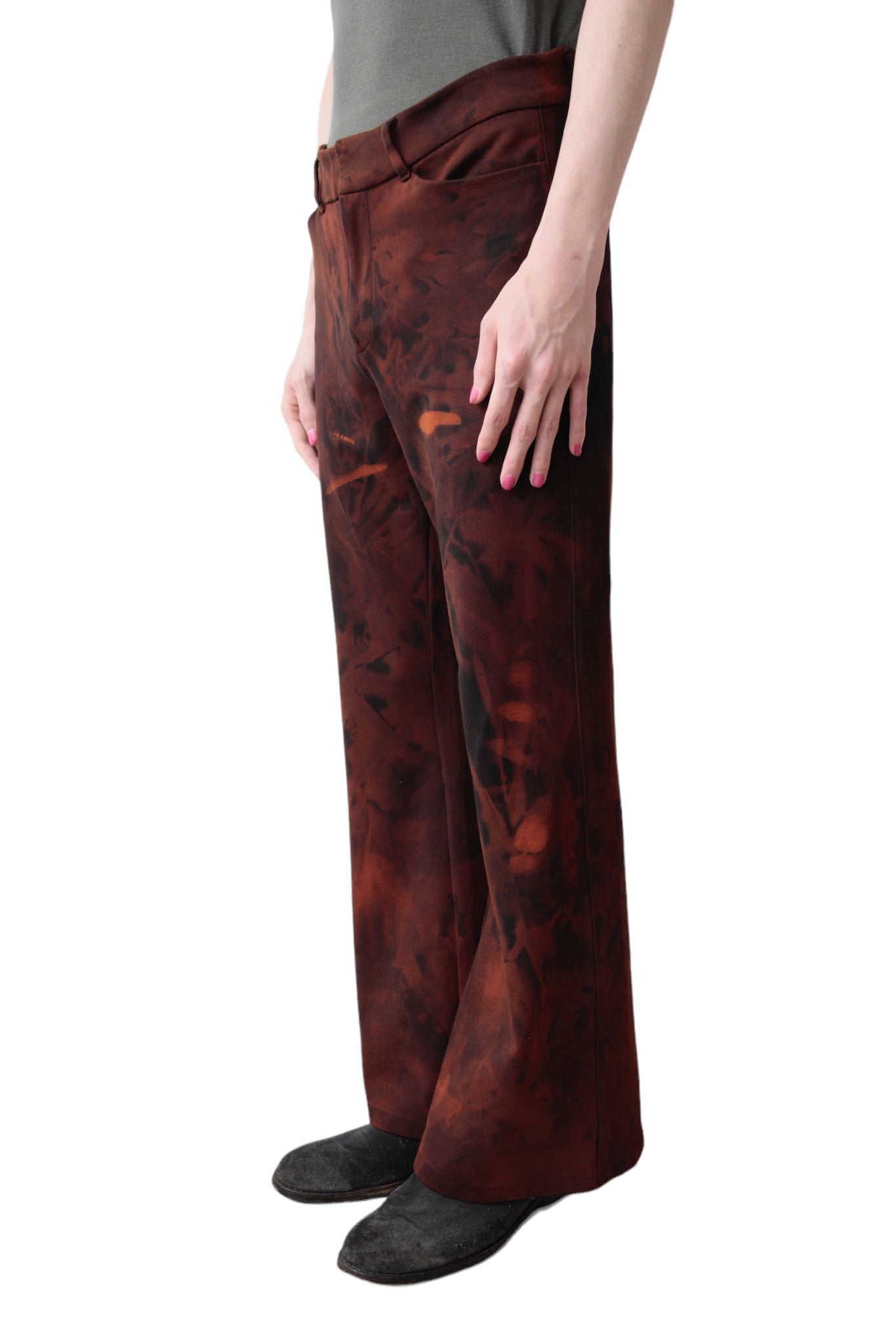 PRINTED STRETCH FLARE PANTS