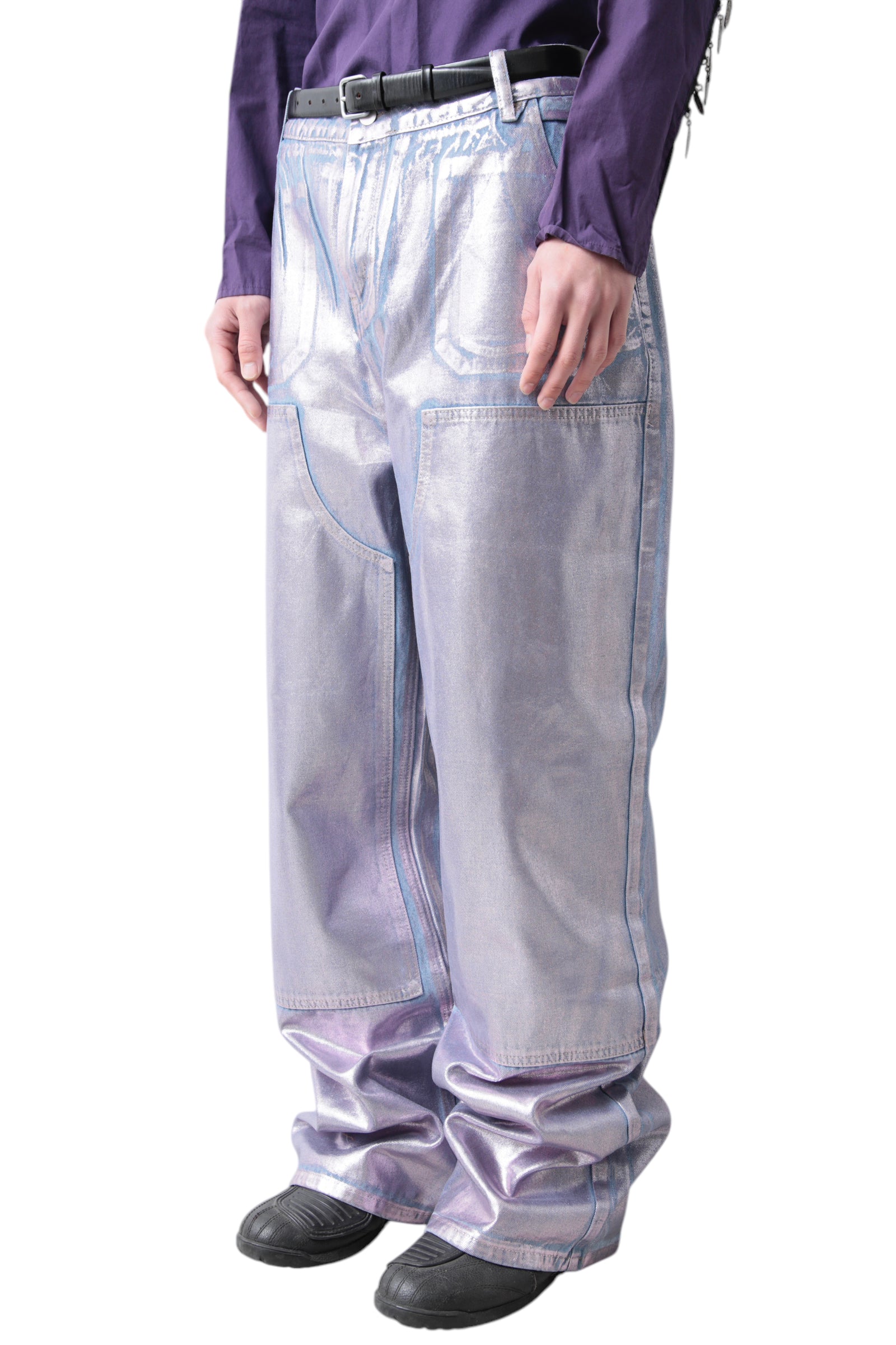 RASTER COATING BAGGY DENIM PANTS