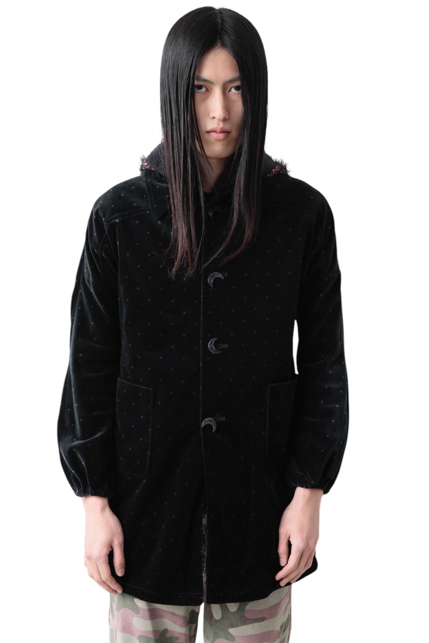 UNDERCOVER VELVET MOON BUTTON COAT