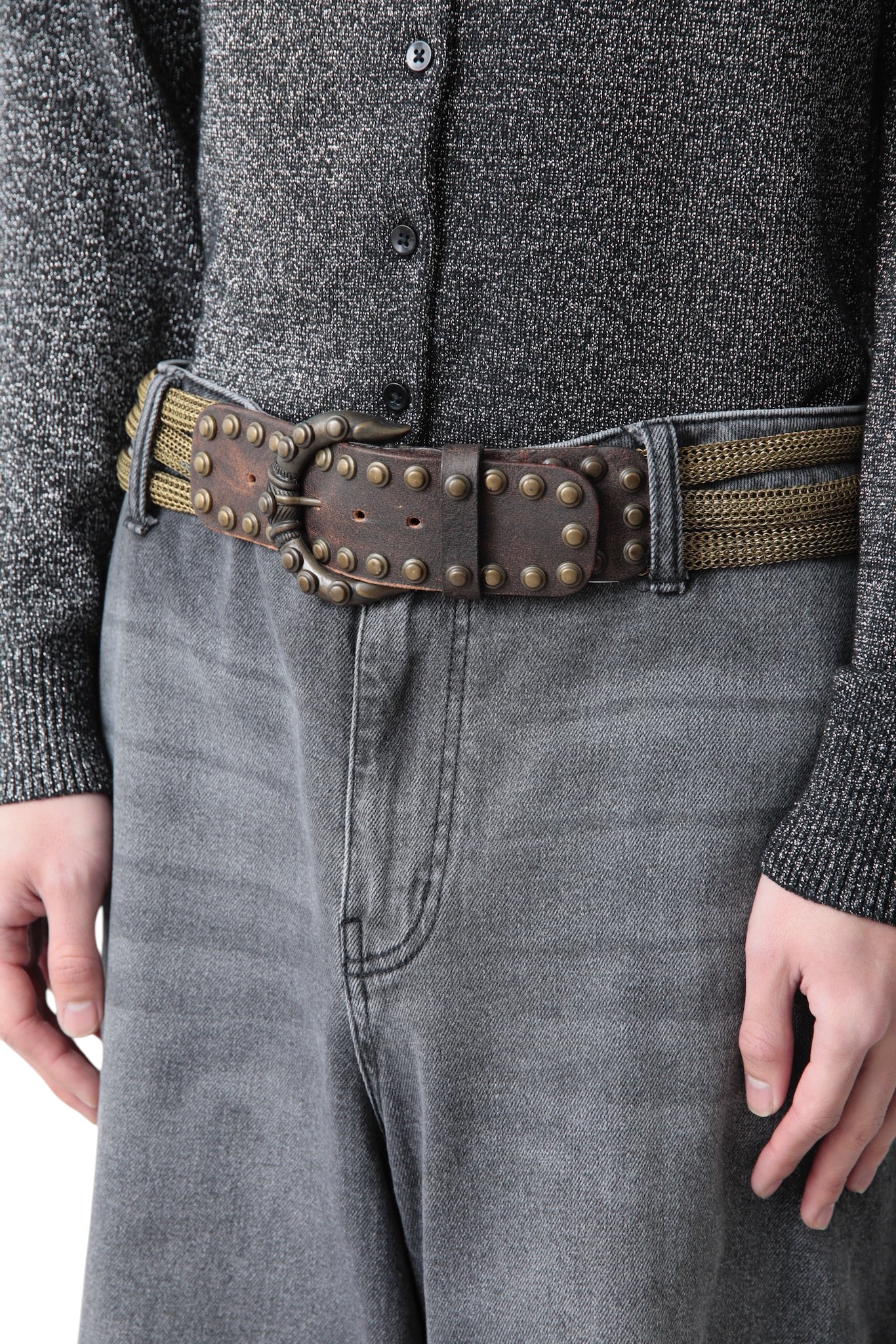 NANNI THREE ROPE STUDDED BELT