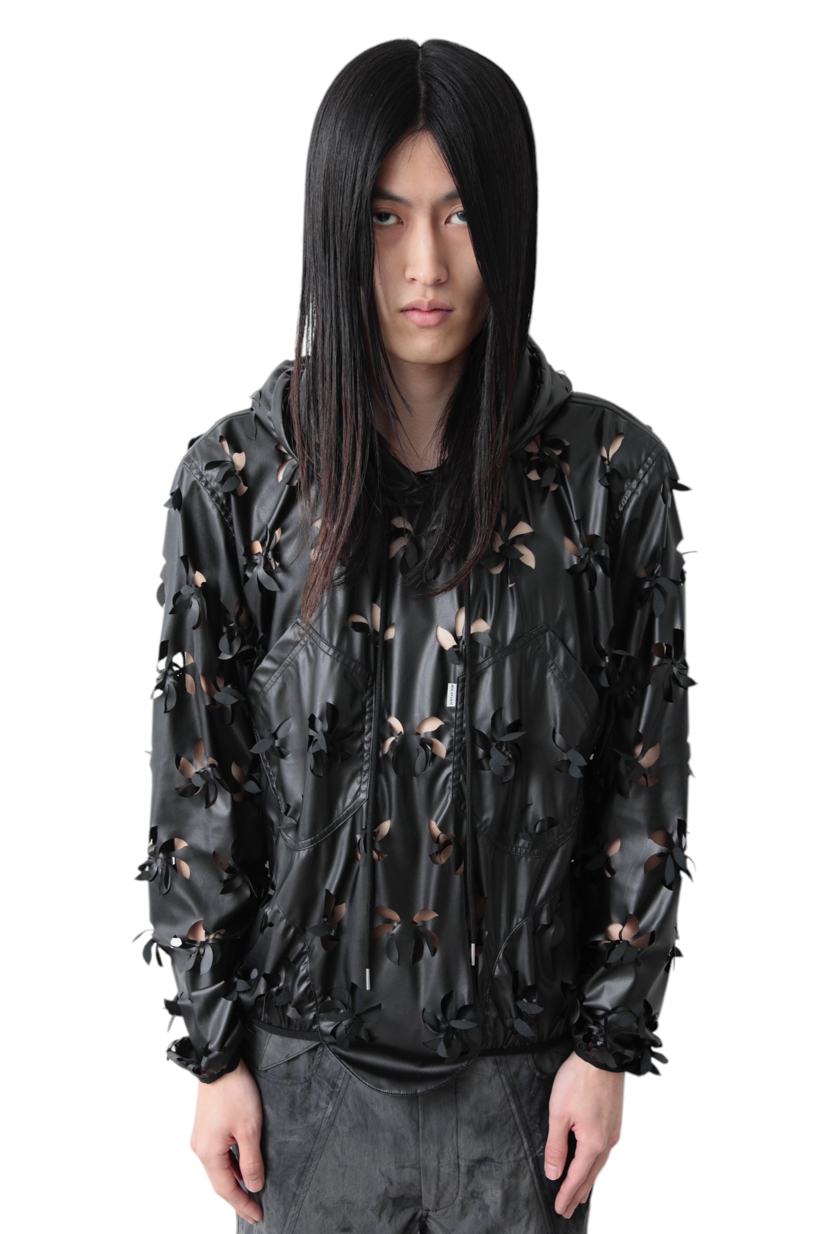 JUNTAE KIM LASER-SLASHED SUNFLOWER HOODIE