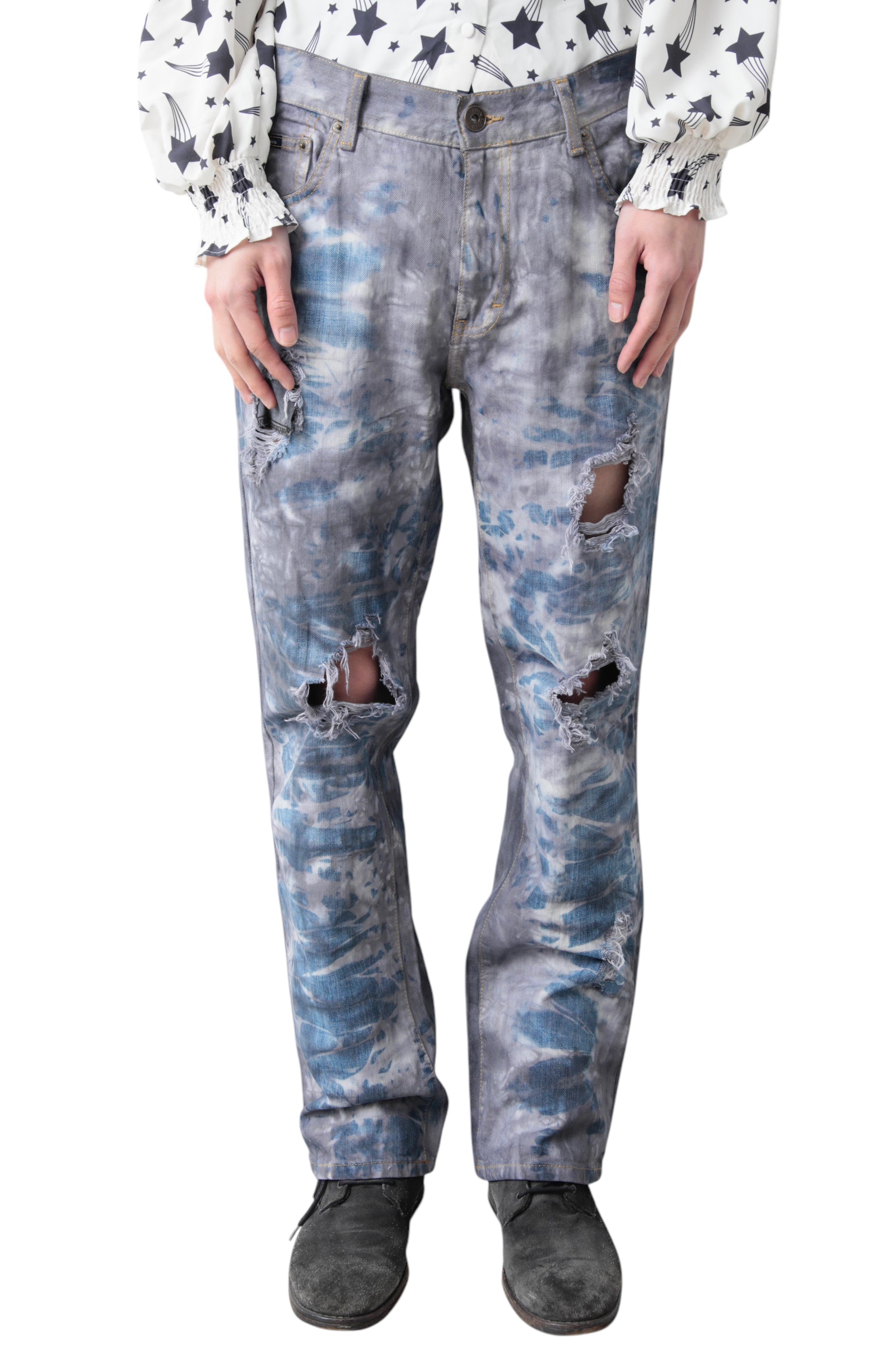 TIE DYE CRASH DENIM PANTS