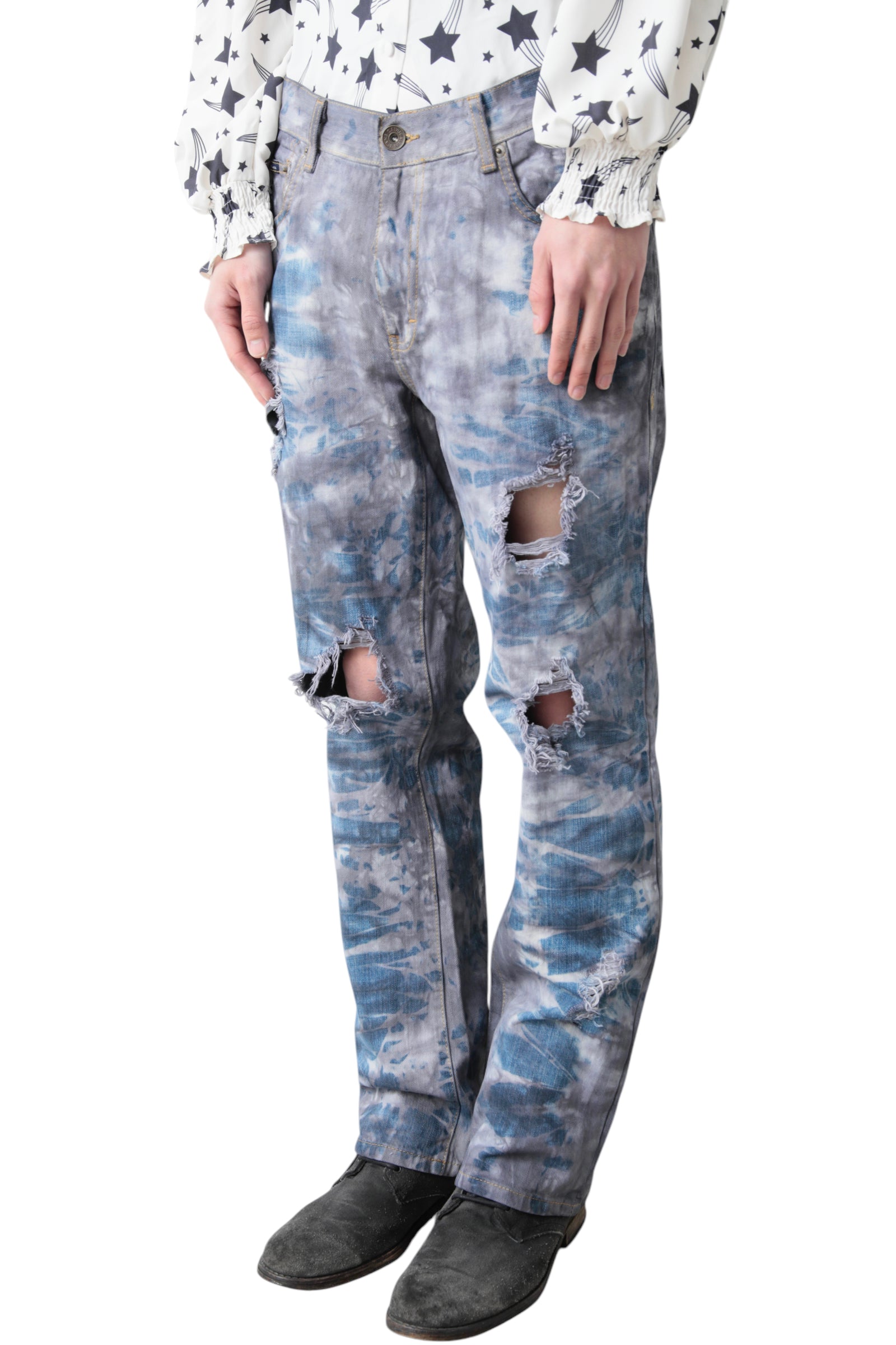 TIE DYE CRASH DENIM PANTS