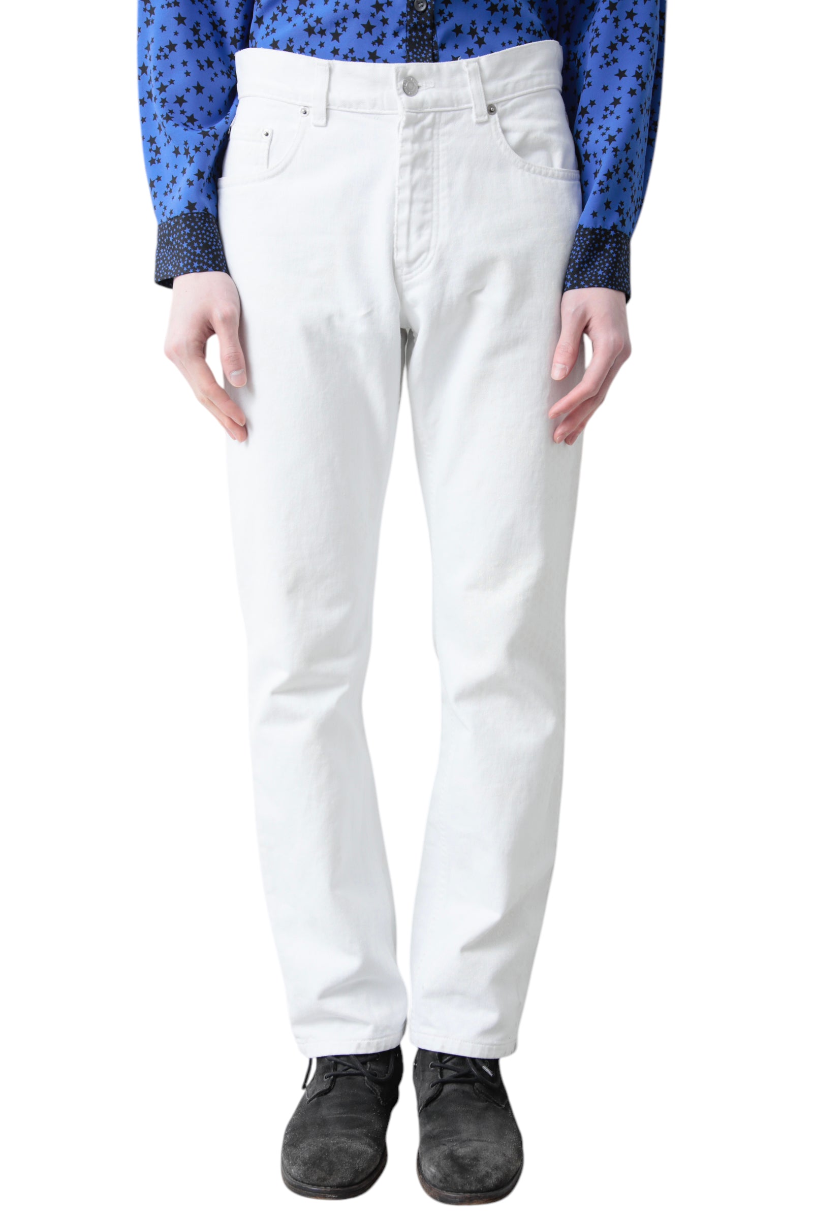 HELMUT LANG DOT PAINTED STRAIGHT DENIM PANTS