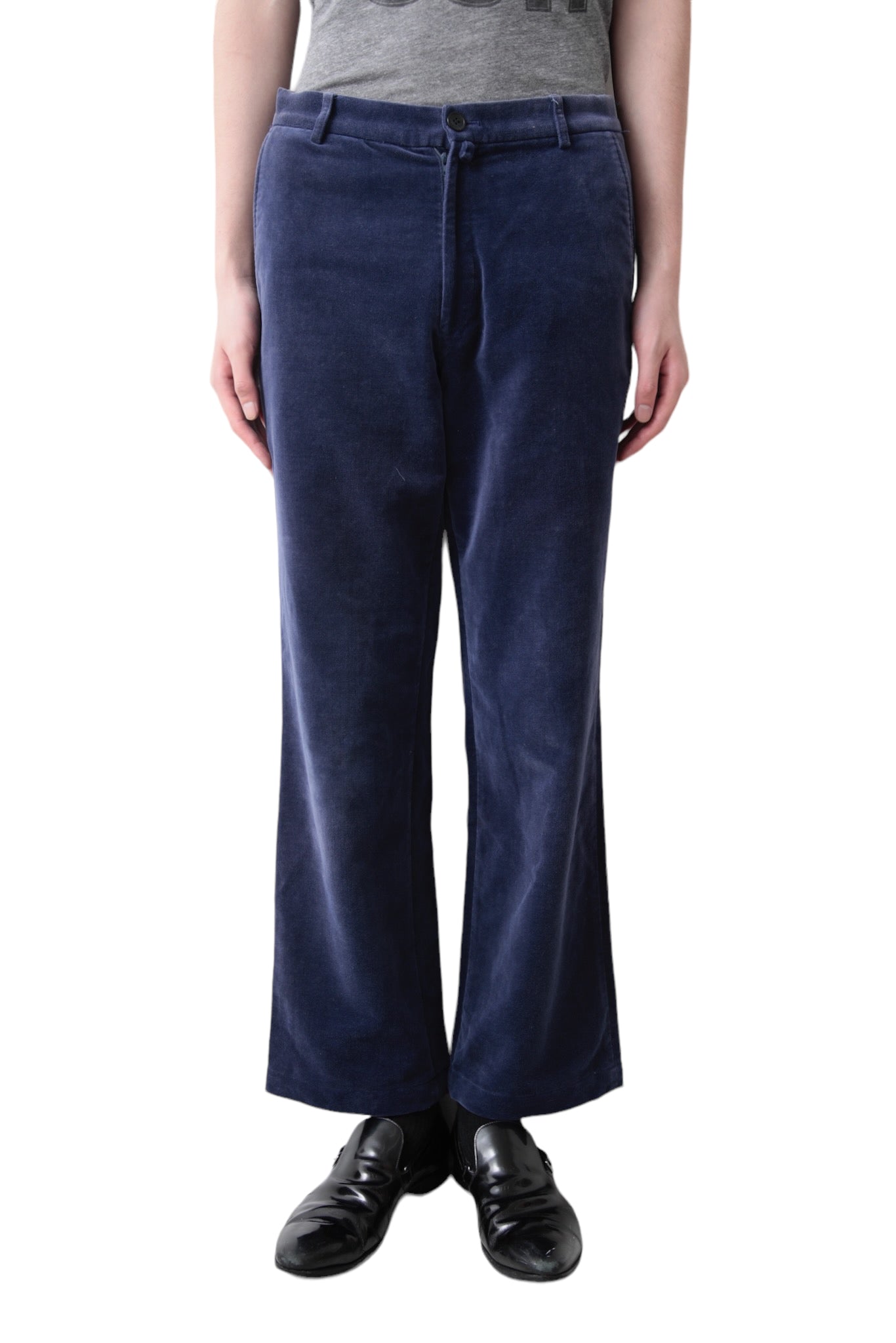 DRIES VAN NOTEN VELVET STRAIGHT SLACKS