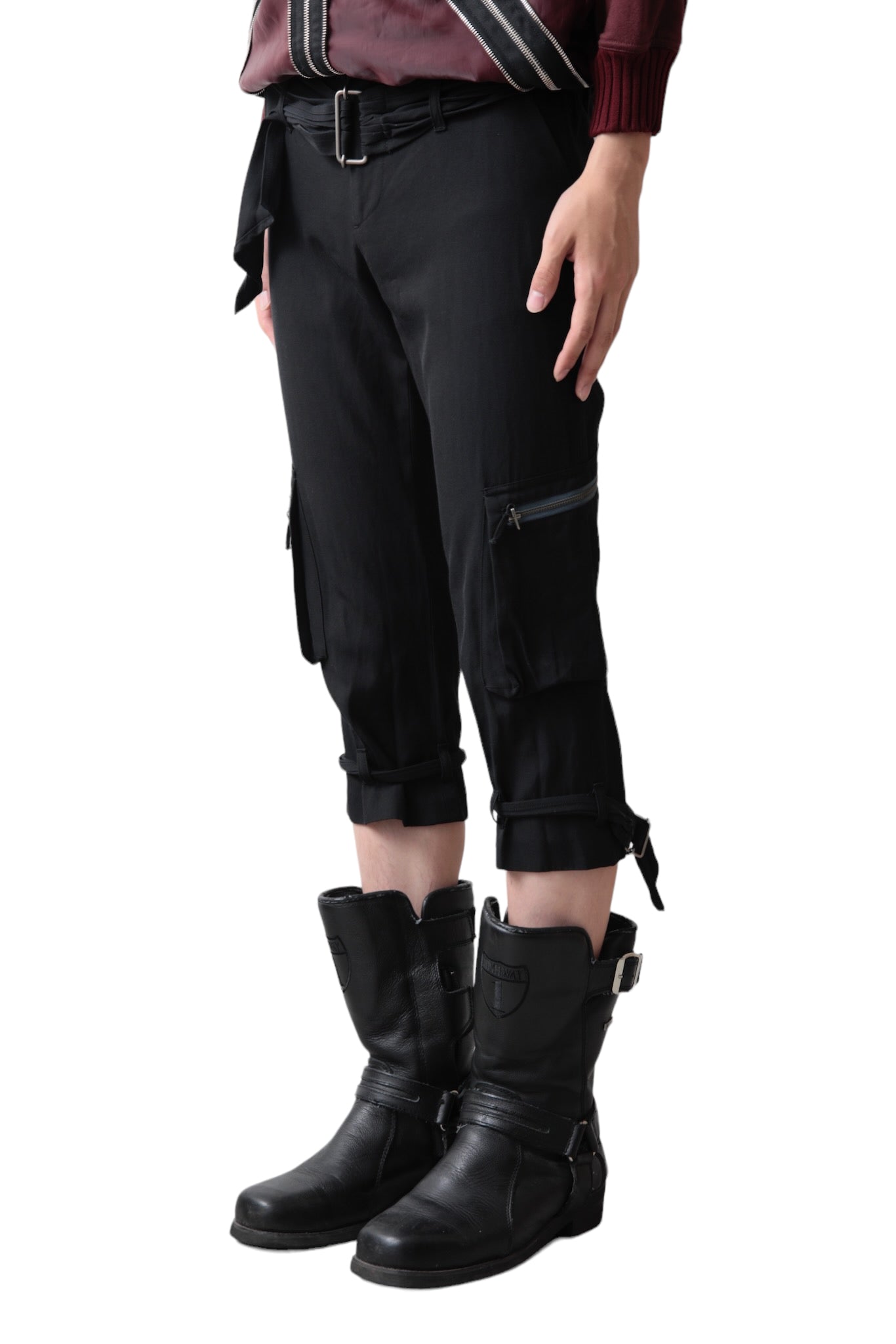 JEAN PAUL GAULTIER BELTED CARGO CROPPED PANTS