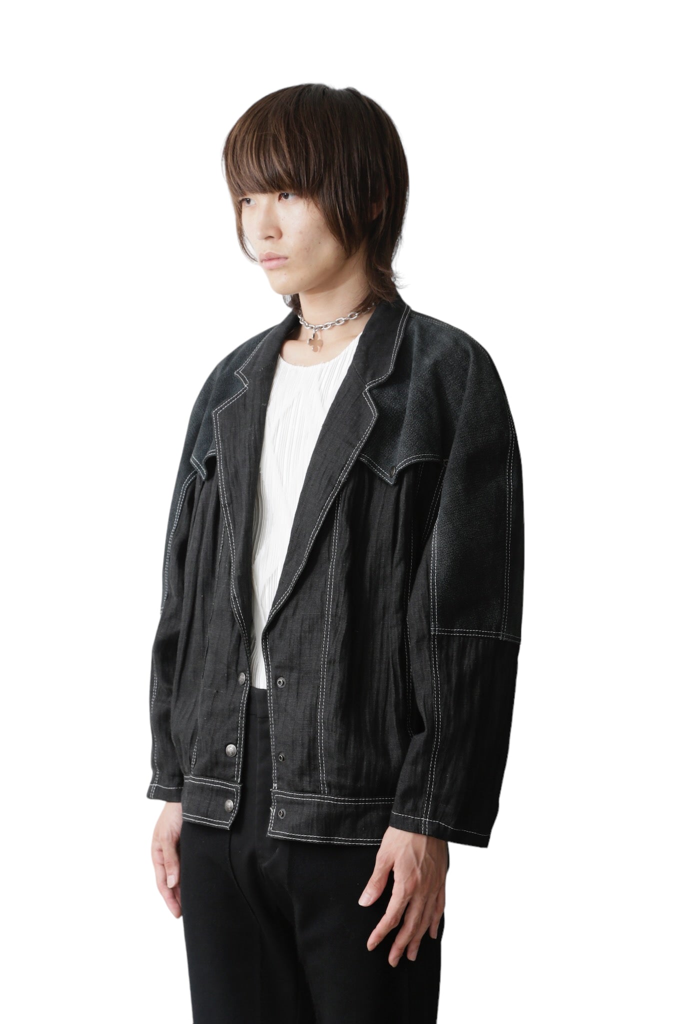 ROUND SHOULDER LINEN BLOUSON