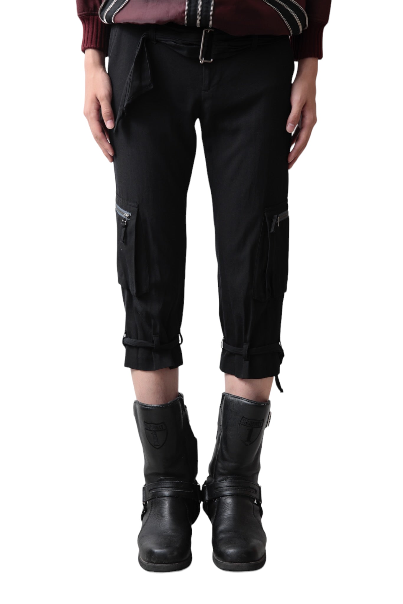 JEAN PAUL GAULTIER BELTED CARGO CROPPED PANTS