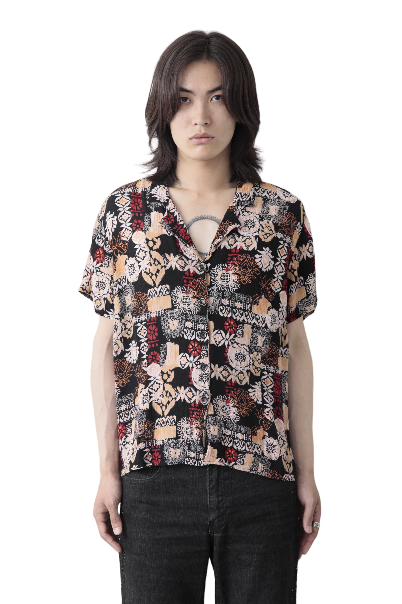 FLORAL OPEN COLLER SHIRT