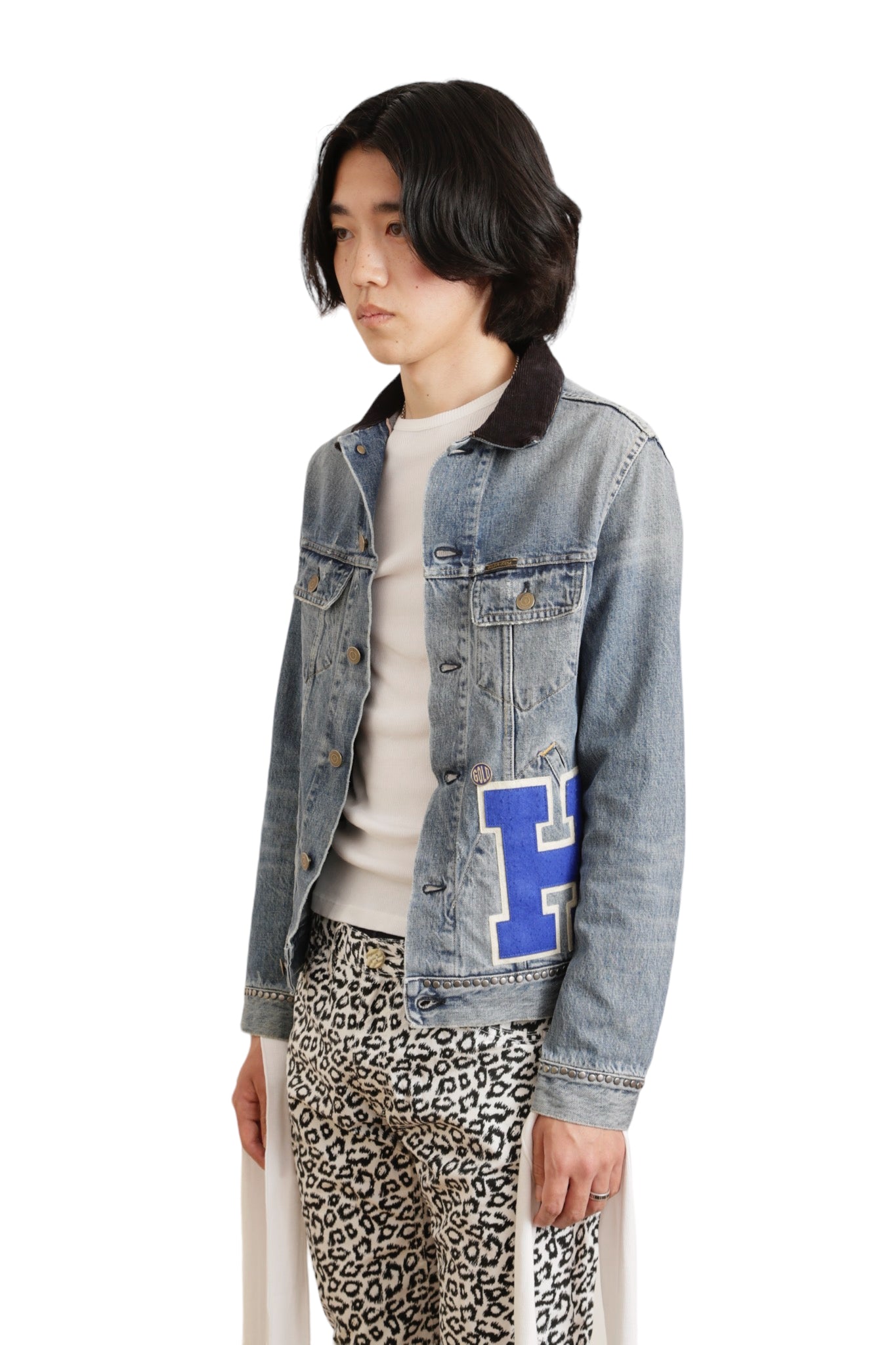 LETTERED & STUDDED DENIM JACKET