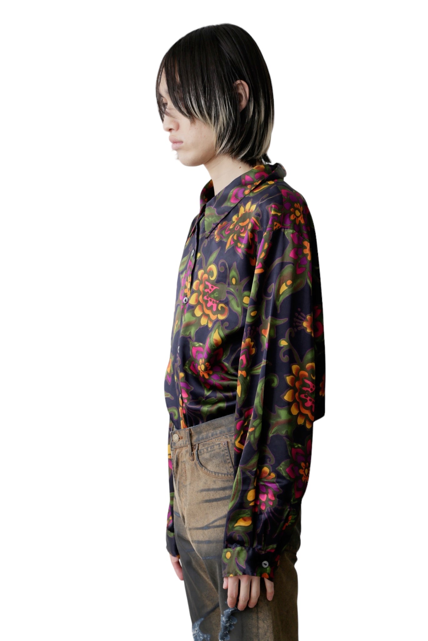 FLOWER SATIN SHIRT