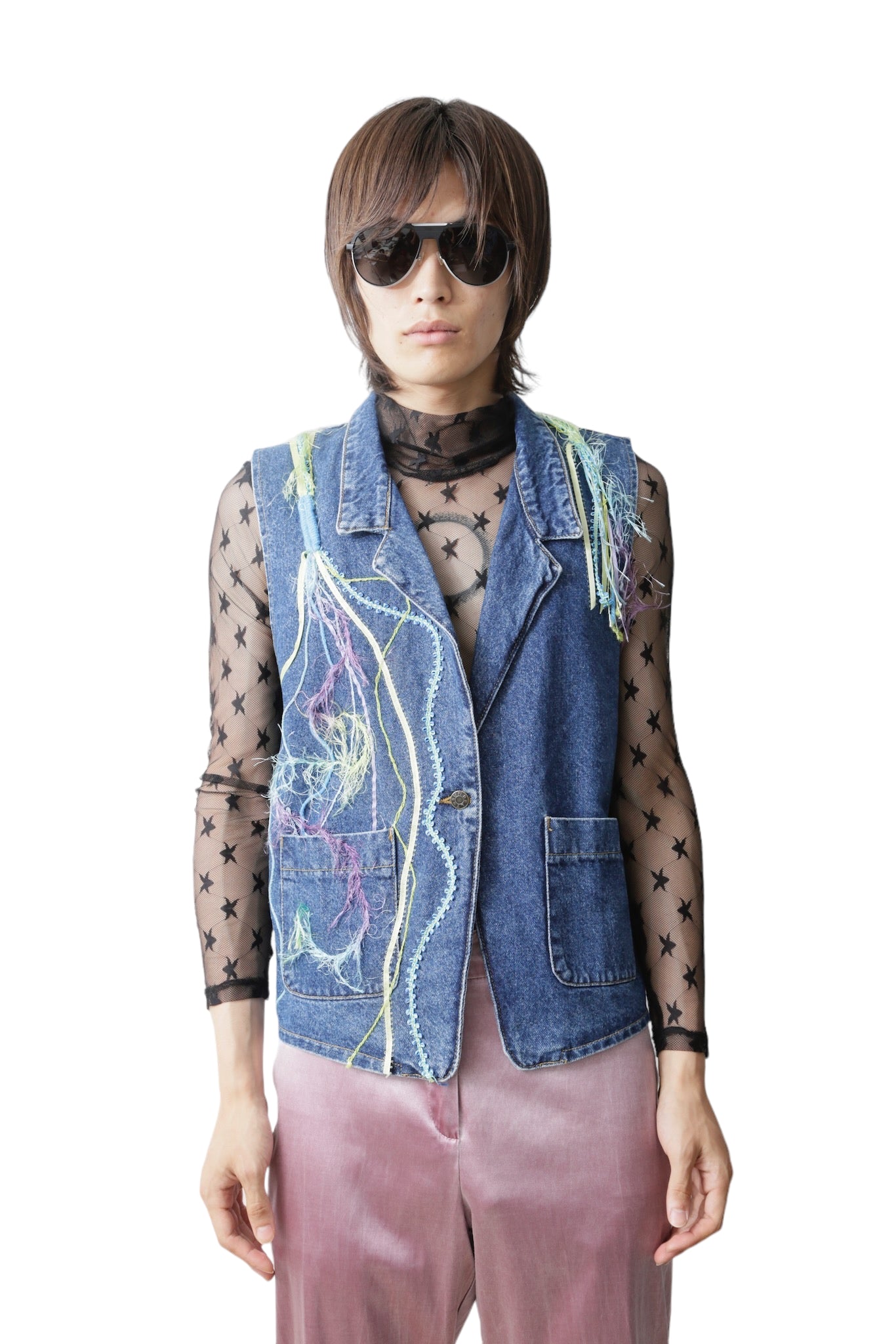 EMBROIDERY DENIM VEST