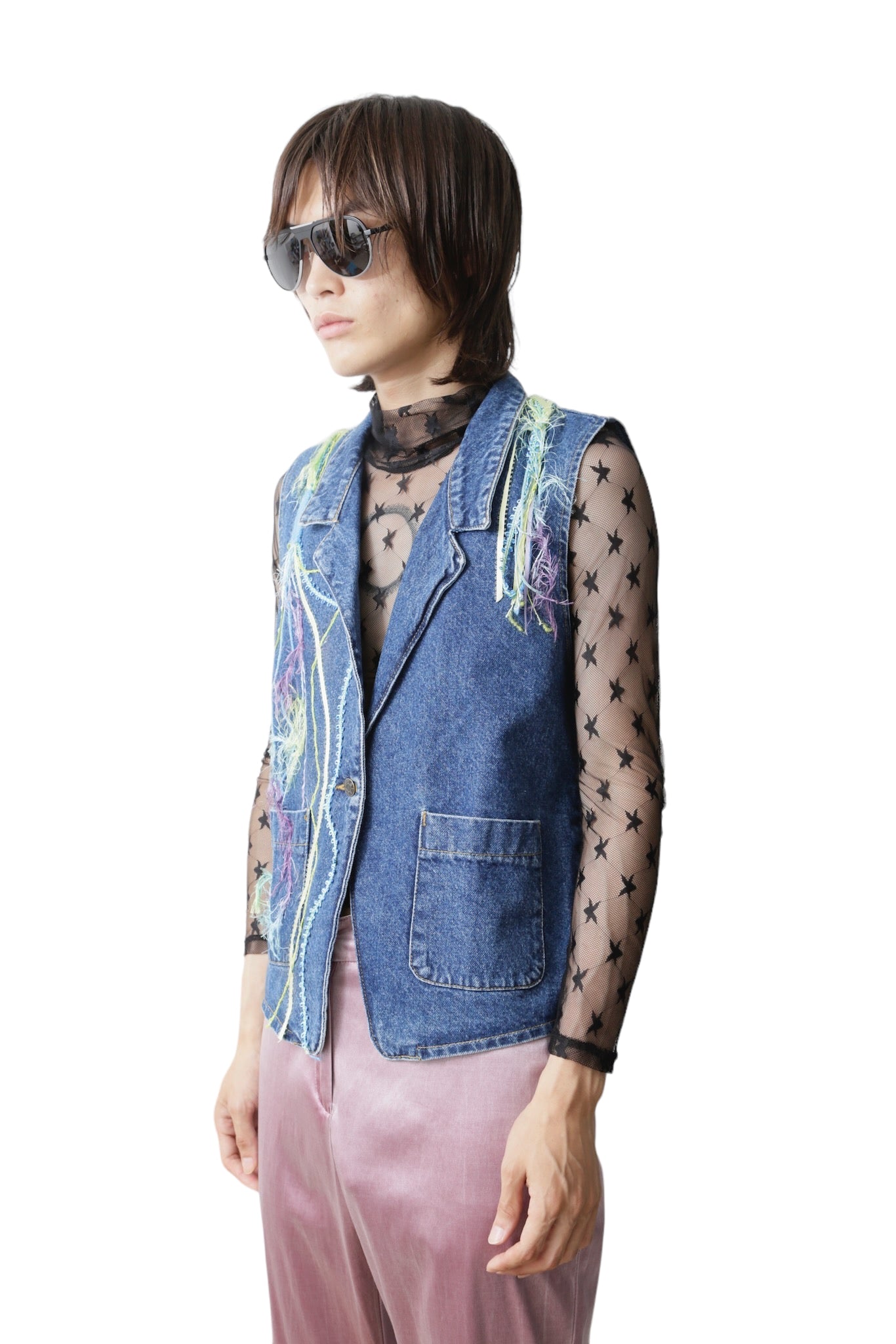 EMBROIDERY DENIM VEST