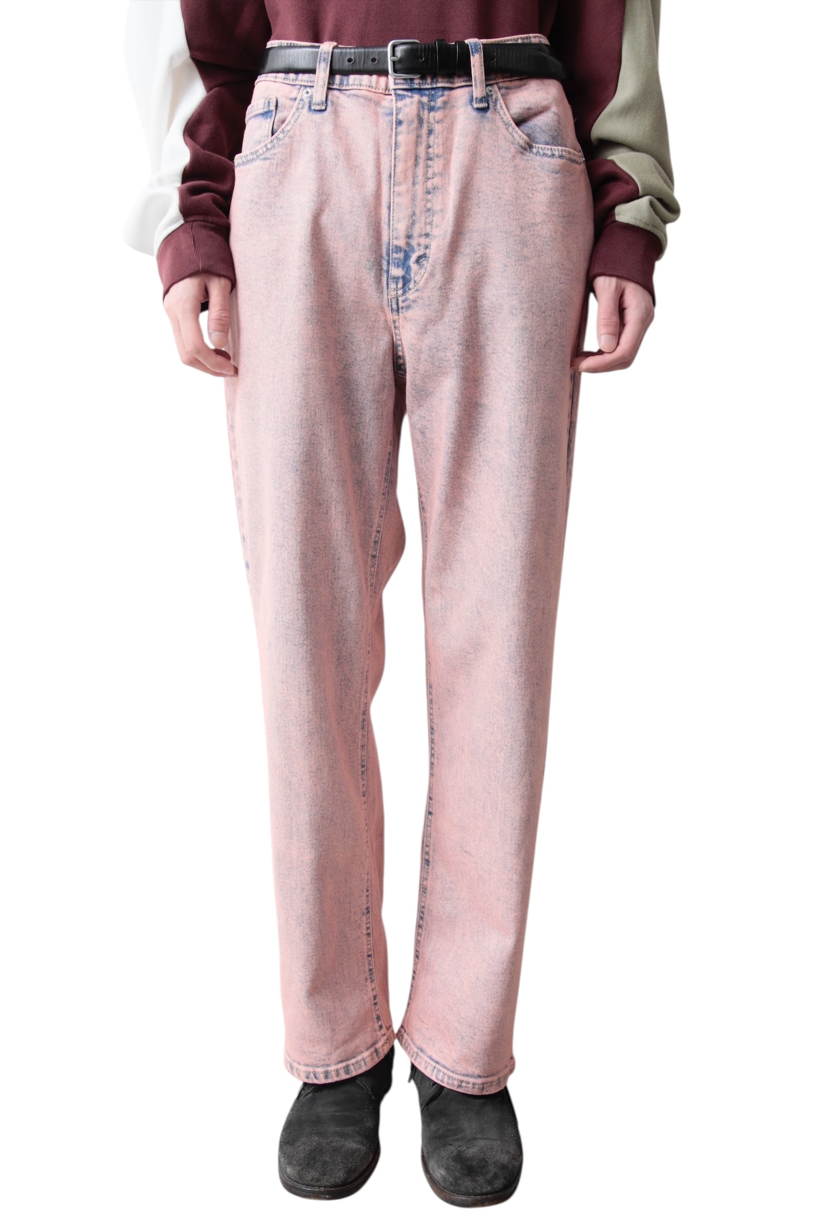 CHEMICAL WASHED WIDE DENIM PANTS