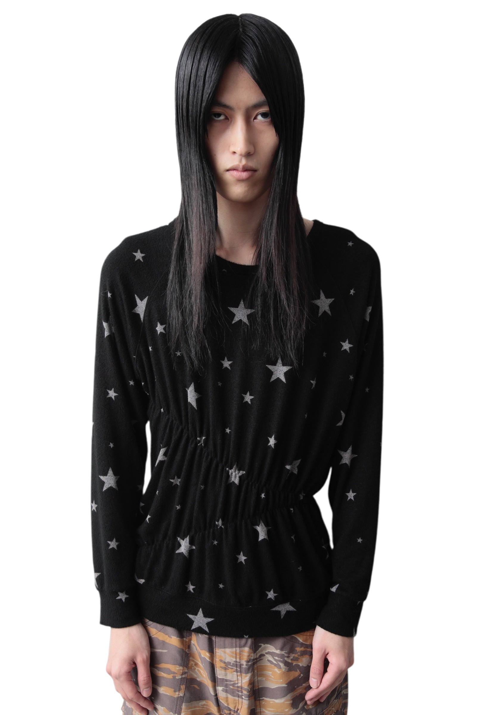 ASYMMETRY GATHER STAR SWEATER