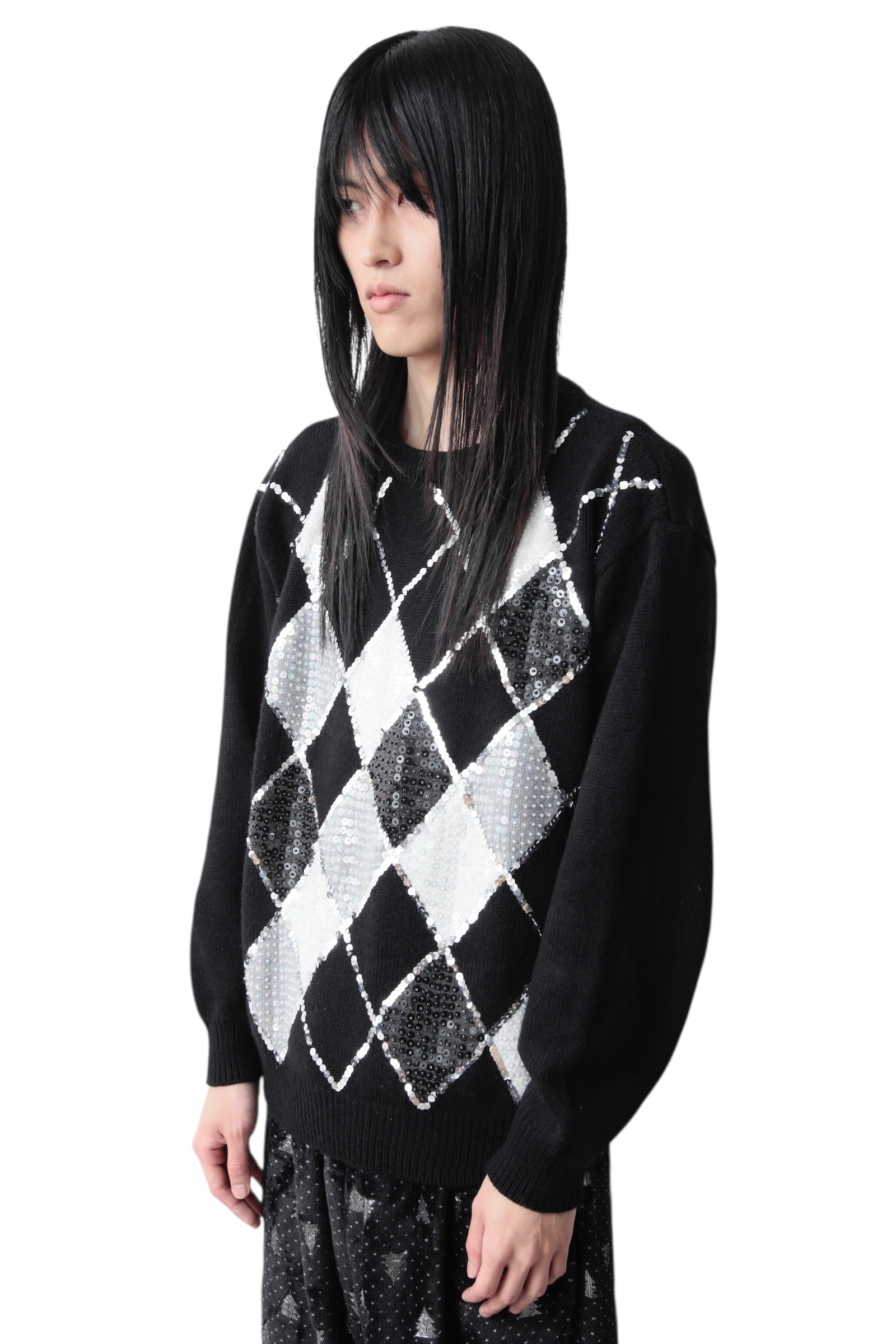 SEQUINS ARGYLE SWEATER