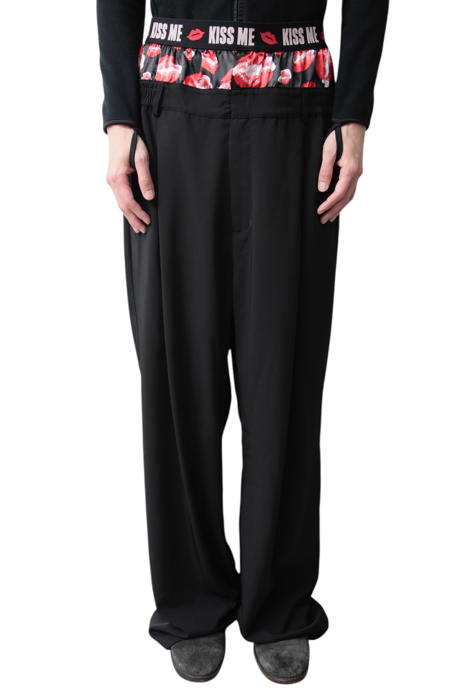 "KISS ME" BOXER LAYERED WIDE SLACKS