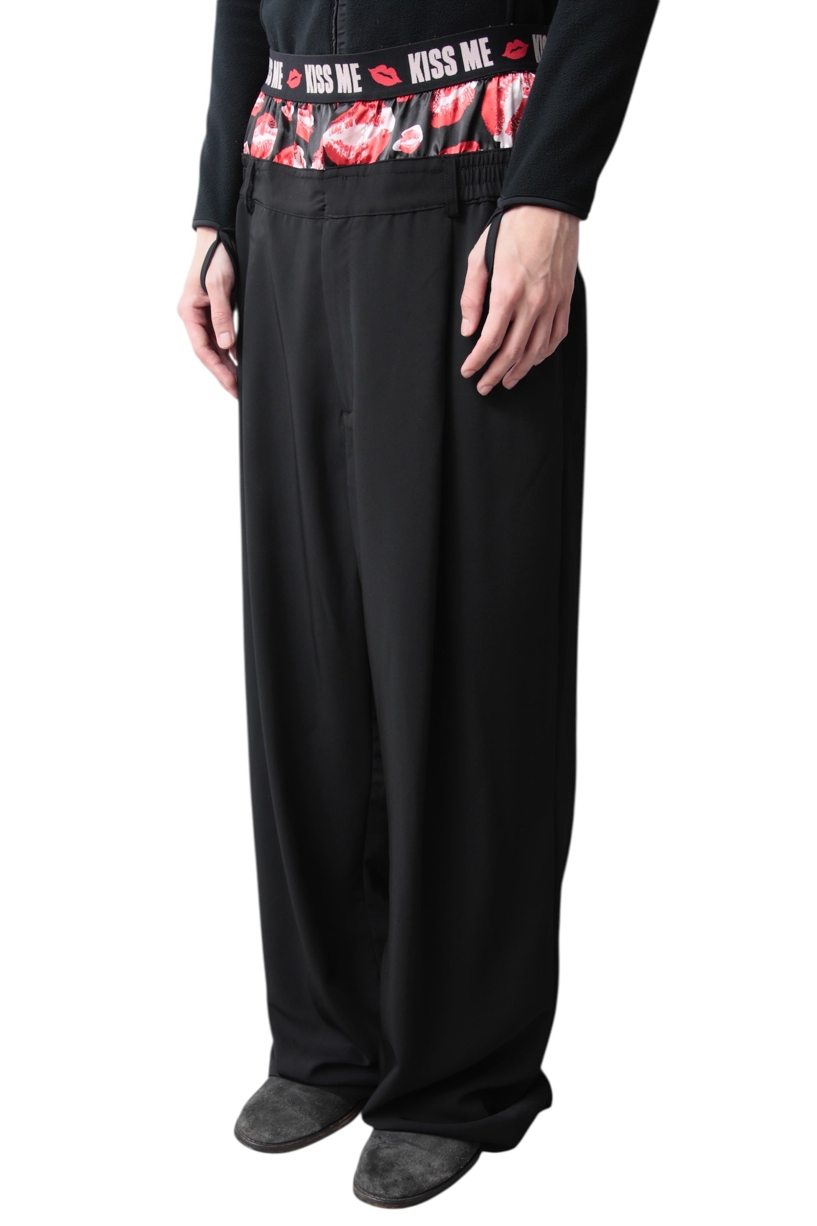 "KISS ME" BOXER LAYERED WIDE SLACKS