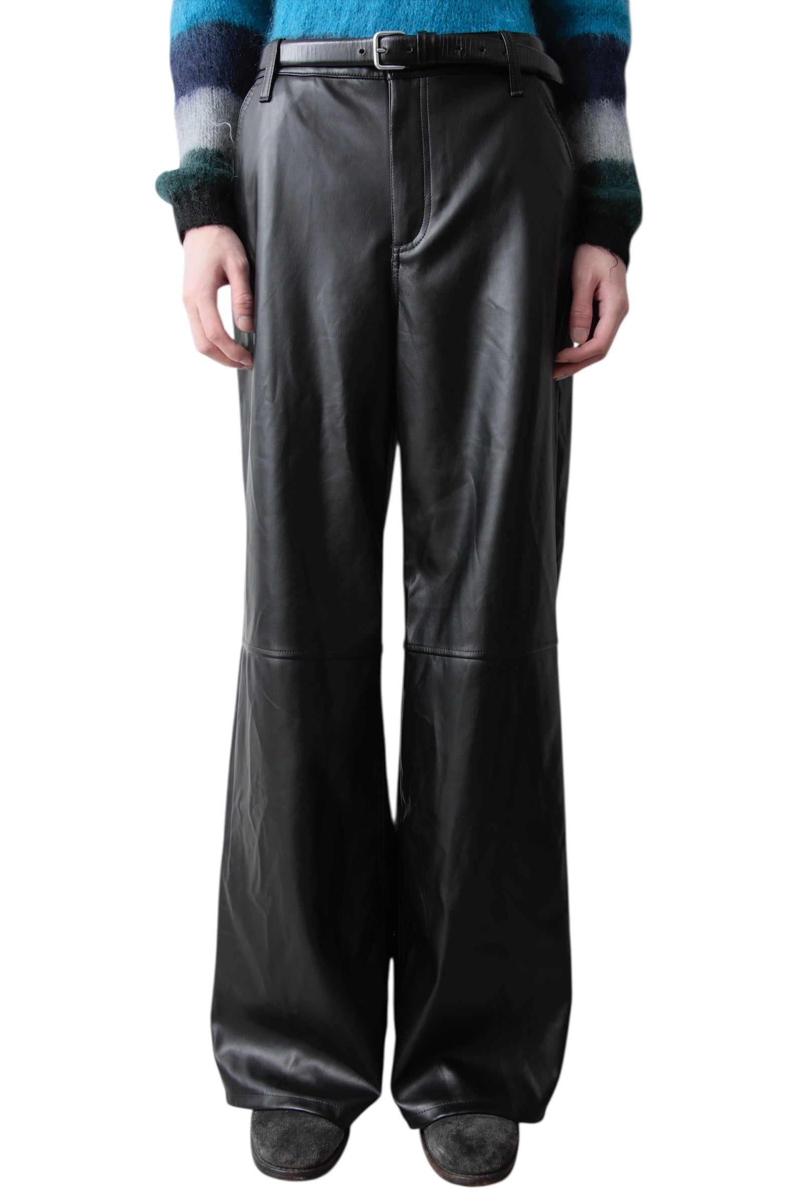 LEATHER WIDE BAGGY PANTS