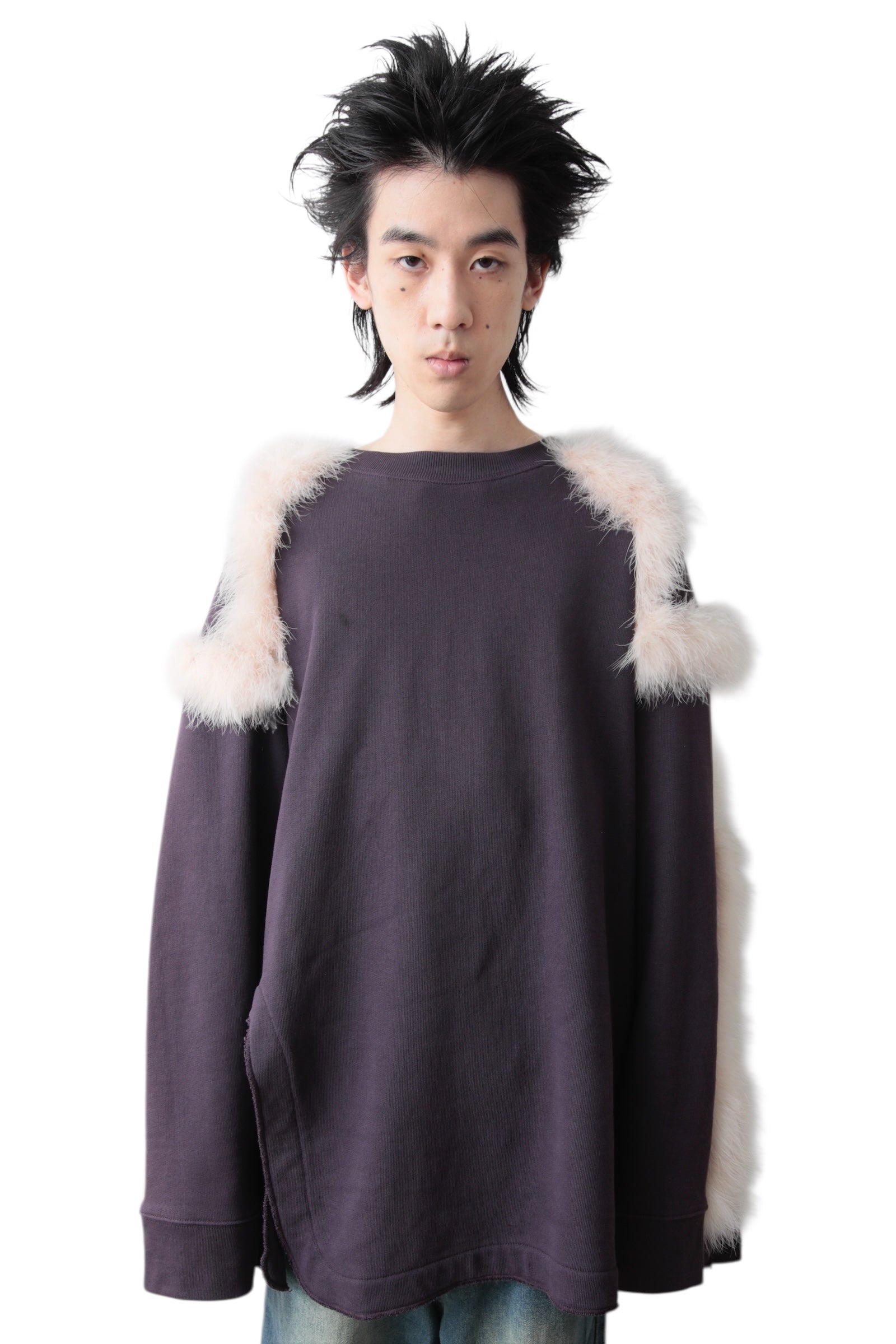 DRIES VAN NOTEN FUR SLEEVE SWEAT TOP