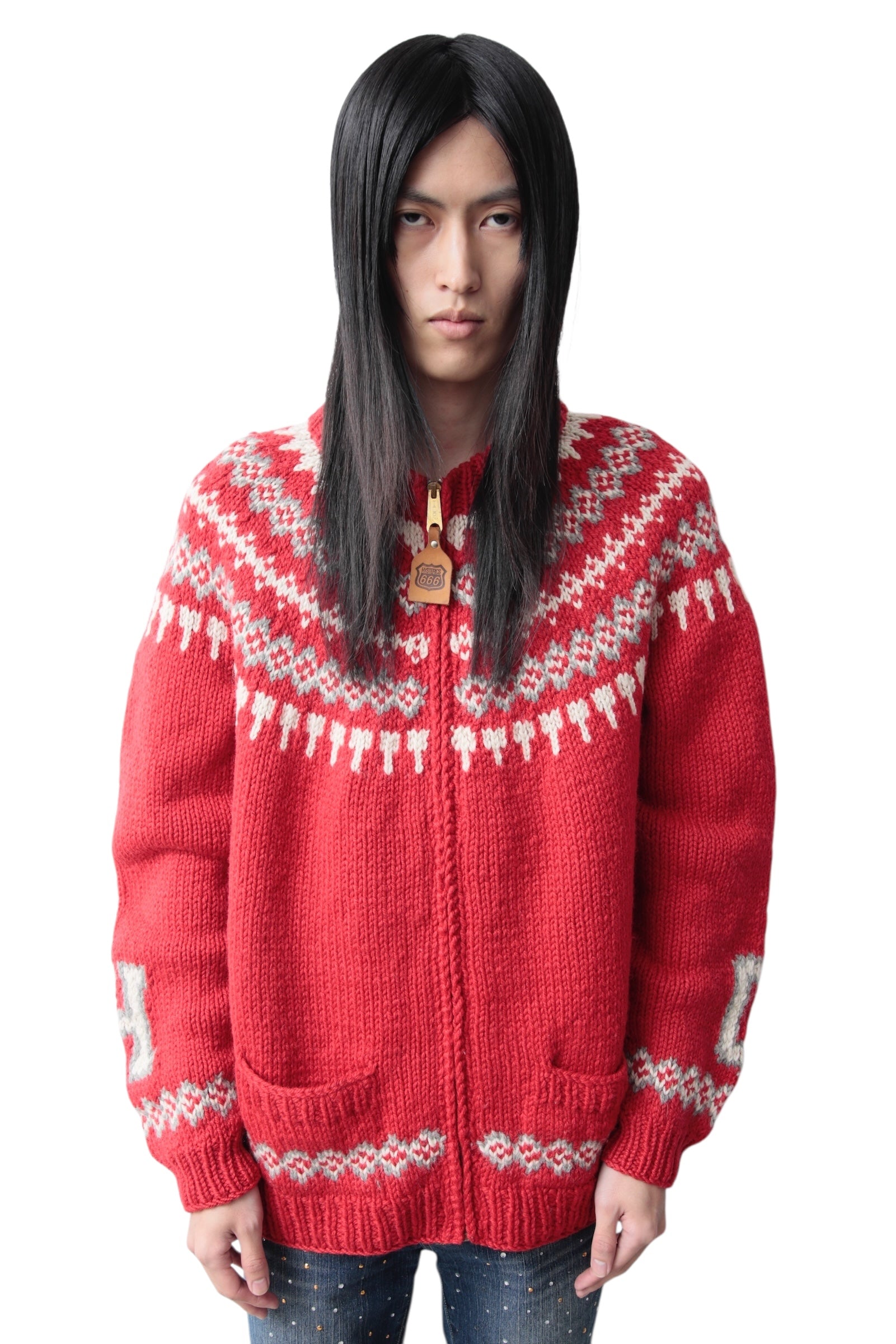 EARLY 2000s HYSTERIC GLAMOR ZIP UP NORDIC CARDIGAN