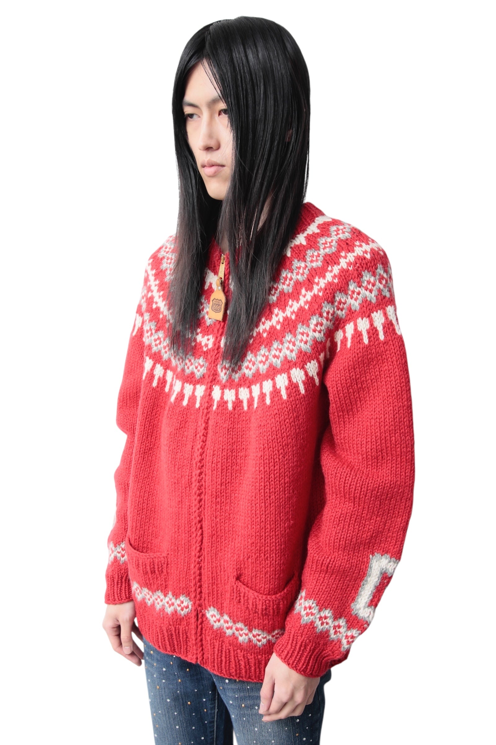EARLY 2000s HYSTERIC GLAMOR ZIP UP NORDIC CARDIGAN