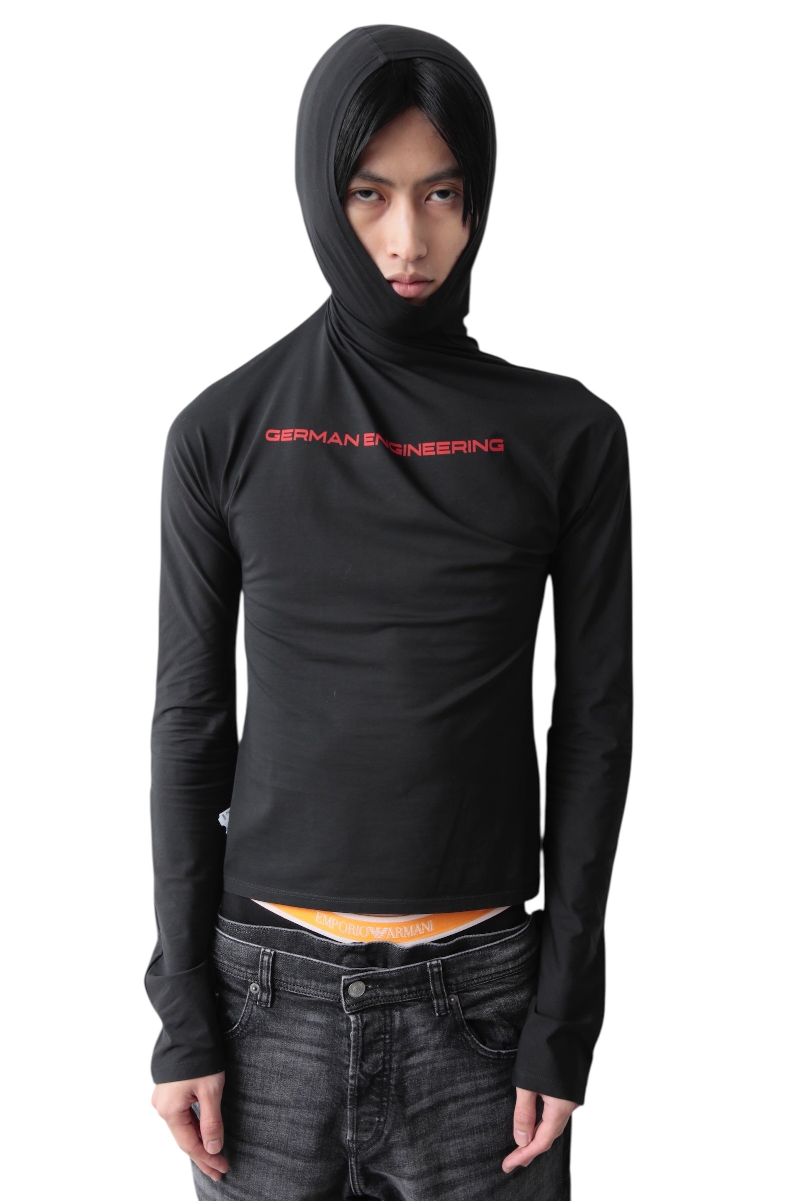 PROTOTYPES STRETCH COTTON BLACK TWISTED HOODIE