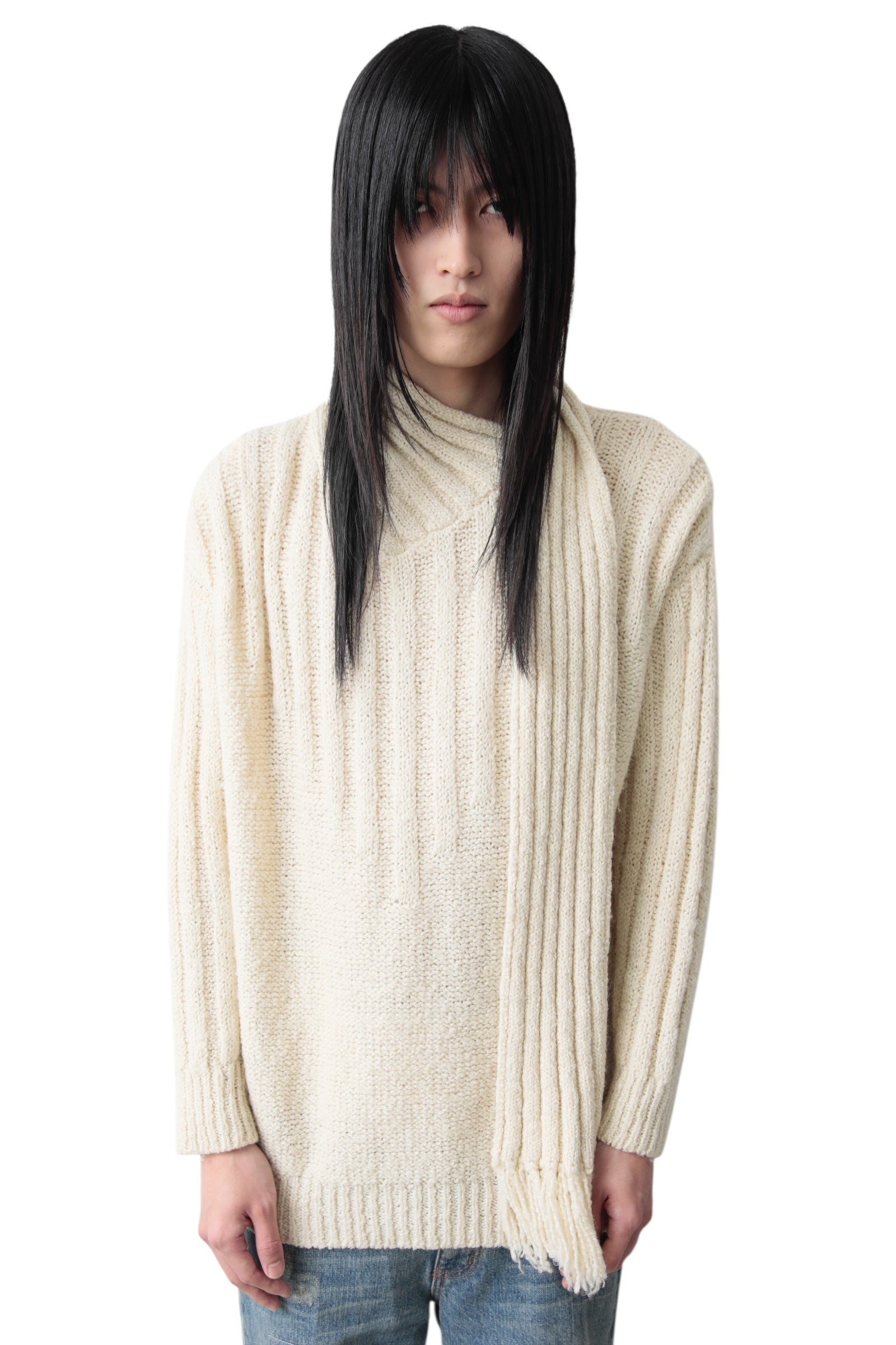 SCARF DOCKING RIB SWEATER
