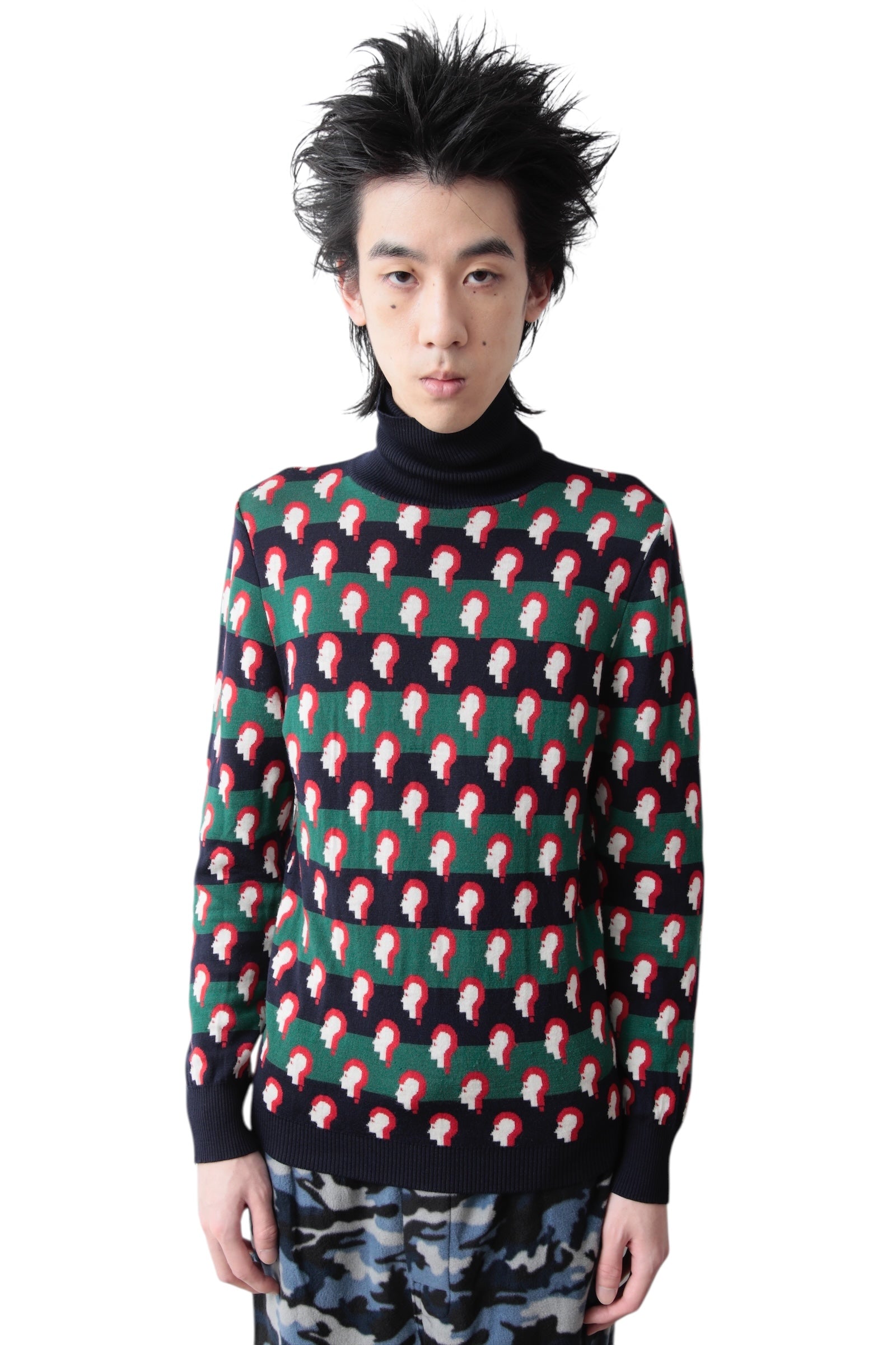 RAF SIMONS MOHAWK PATTERNED TURTLENECK SWEATER