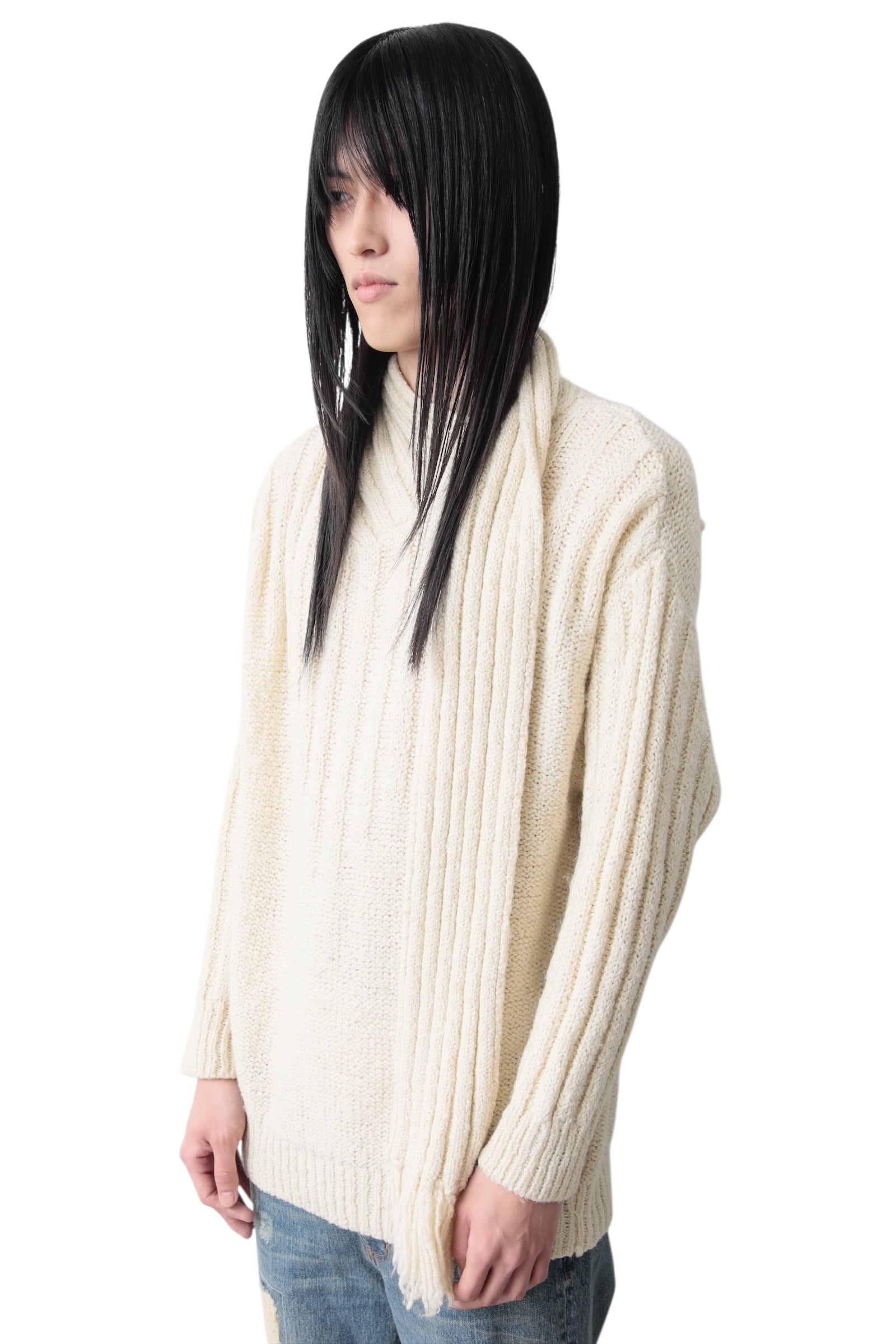 SCARF DOCKING RIB SWEATER