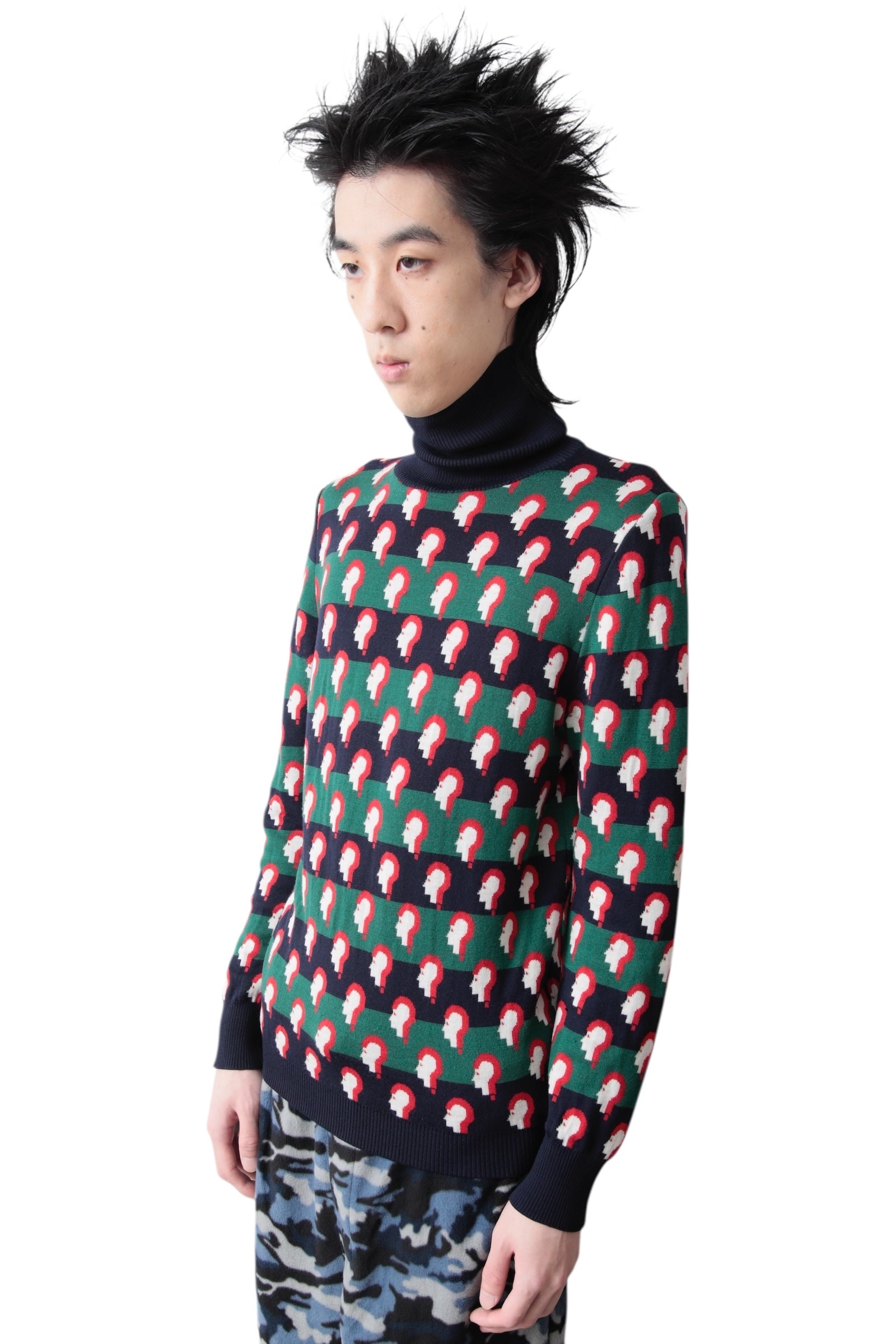 RAF SIMONS MOHAWK PATTERNED TURTLENECK SWEATER