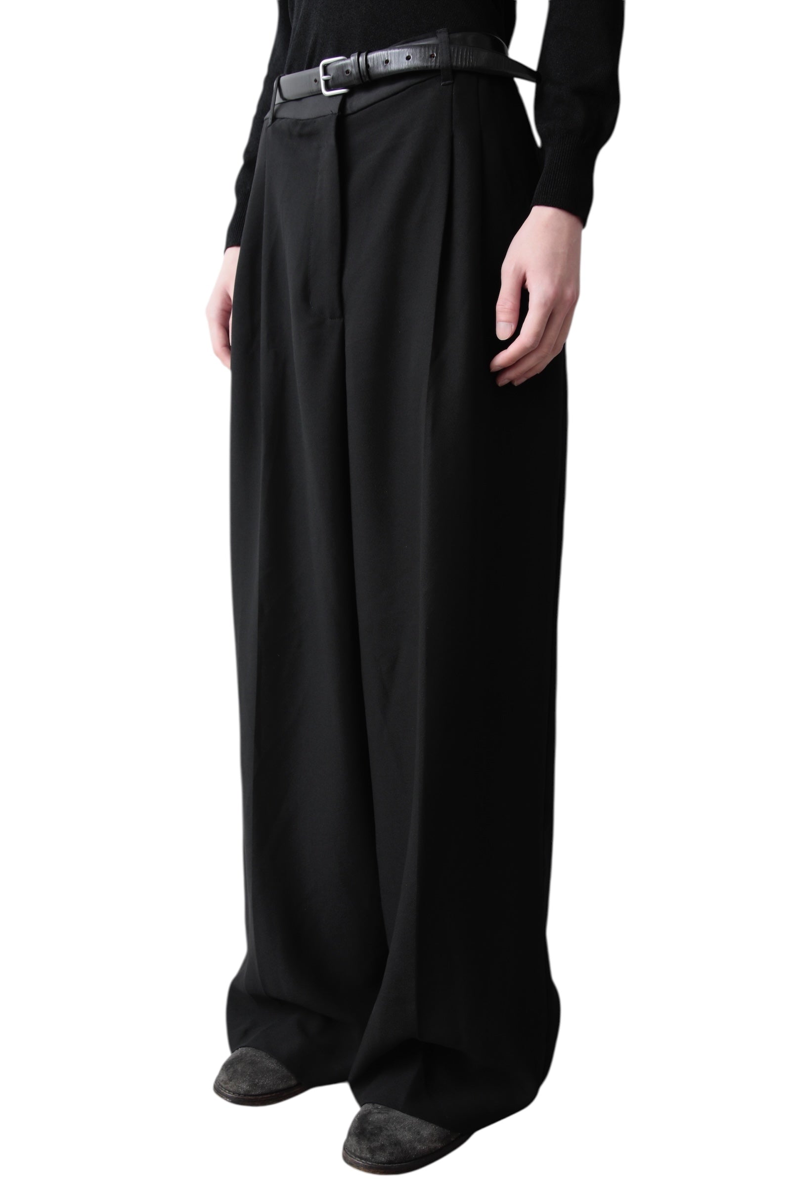 BLACK WIDE BAGGY SLACKS